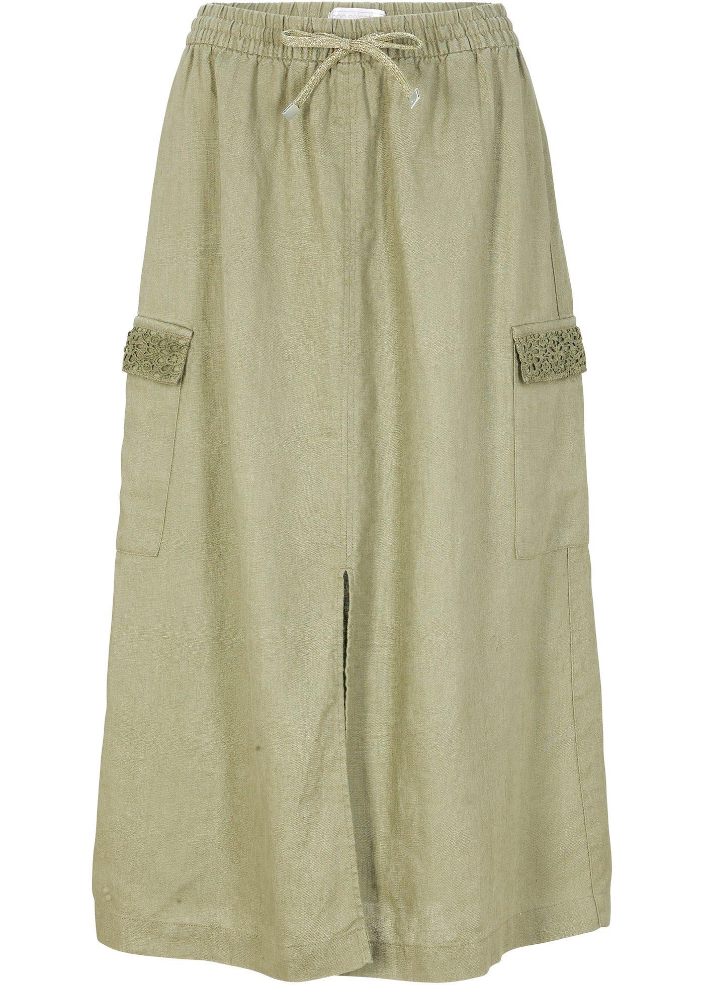 Jupe cargo en lin majoritaire