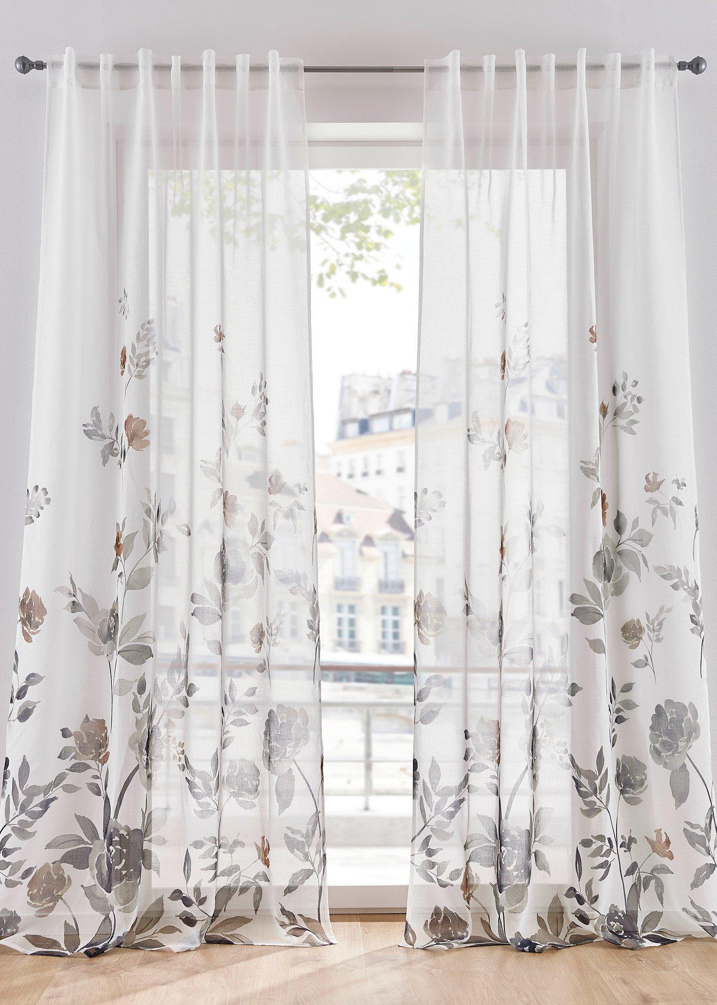 Voilage à imprimé floral (1 pce.)