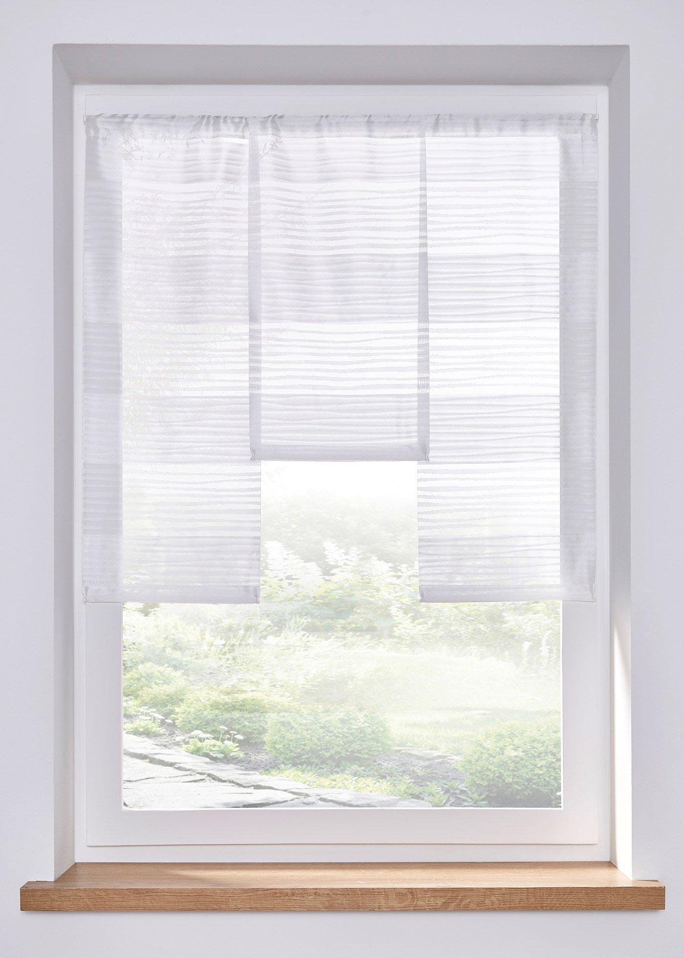 Voilage coulissant avec rayures brillantes (Ens. 3 pces.)