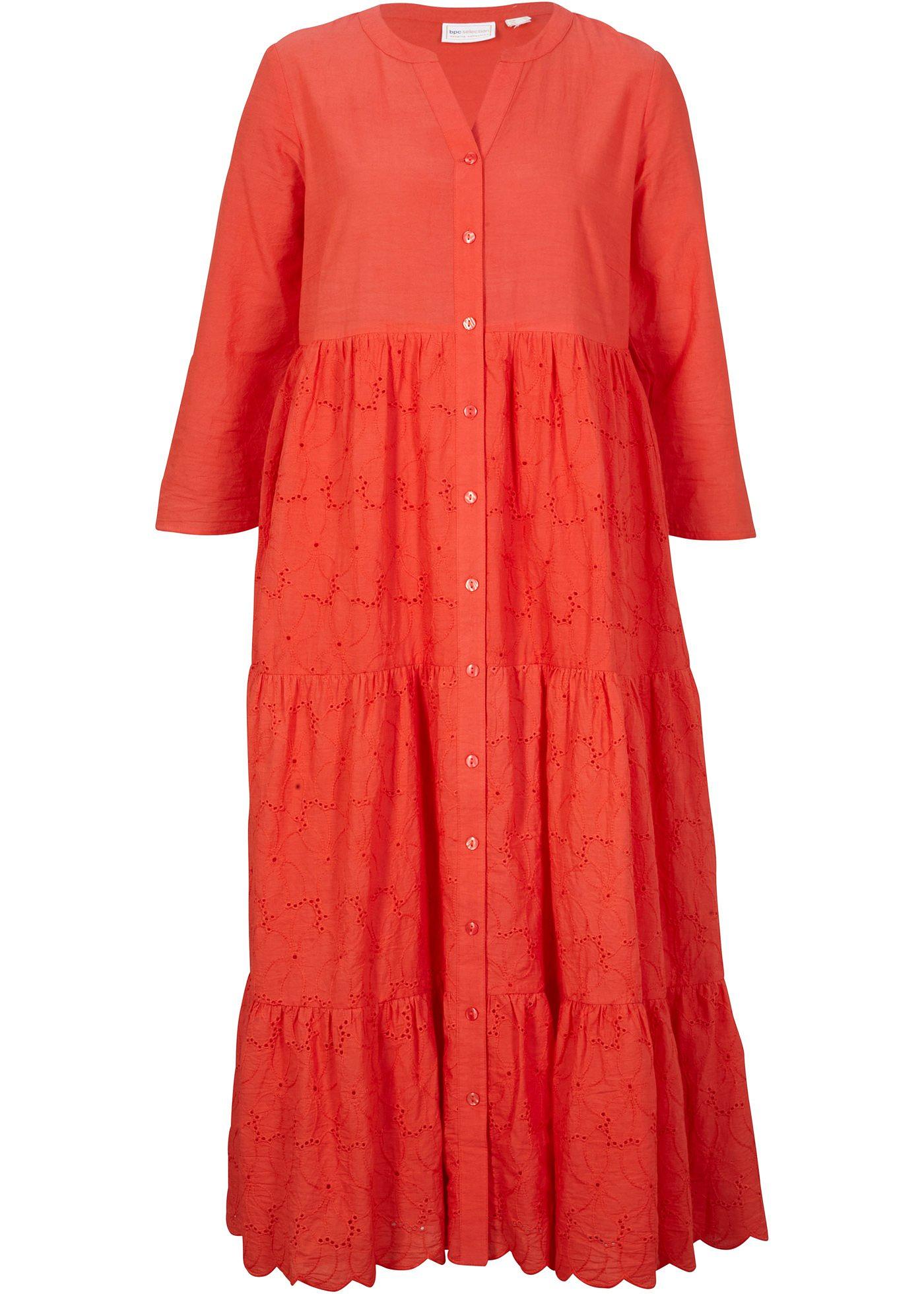 Robe-chemise midi en dentelle ajourée