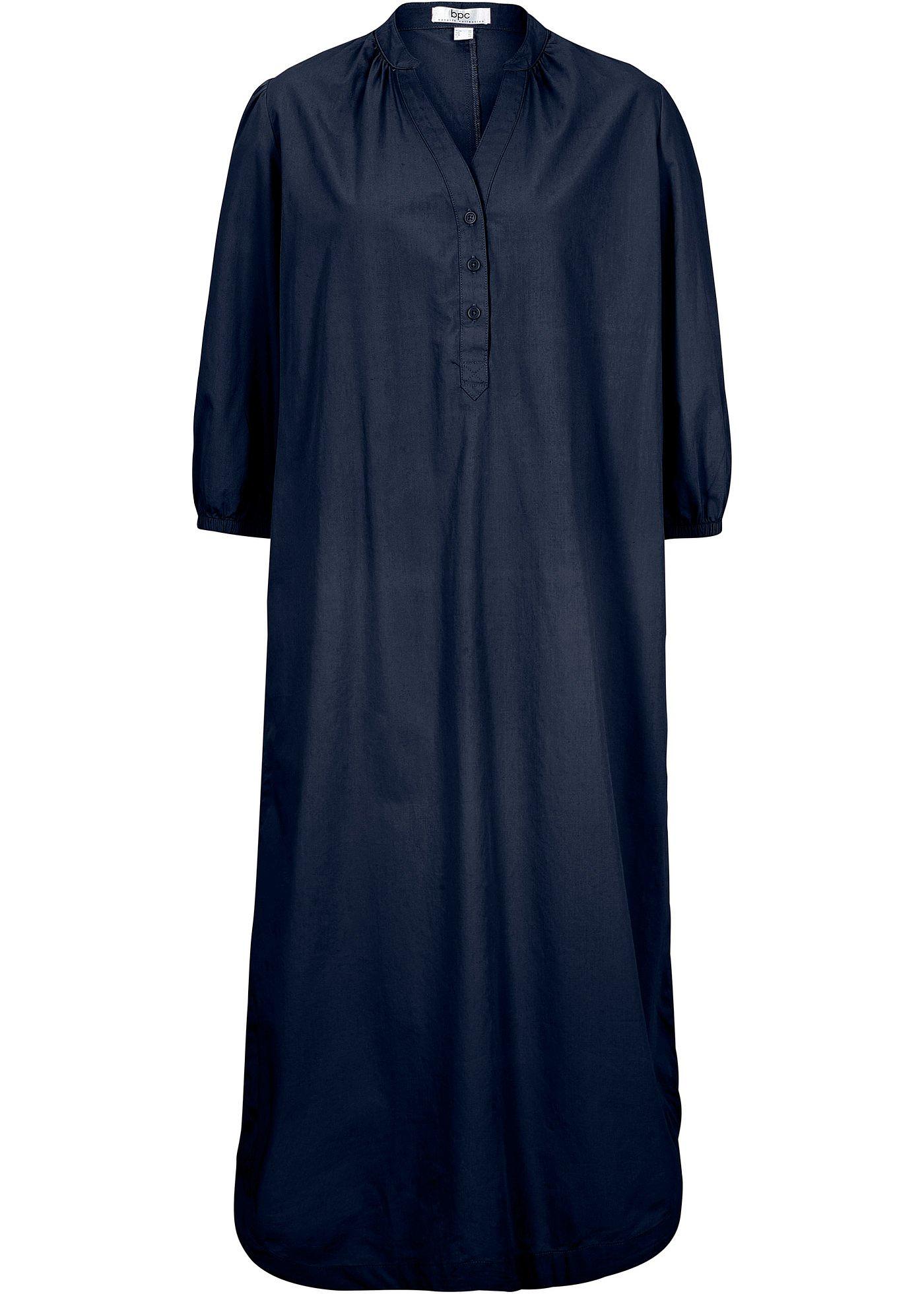 Robe-chemise mi-longue en popeline
