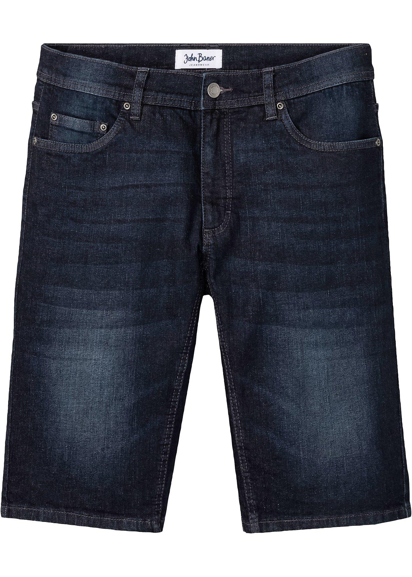Bermuda en jean extensible avec entrejambe renforcé, Regular Fit