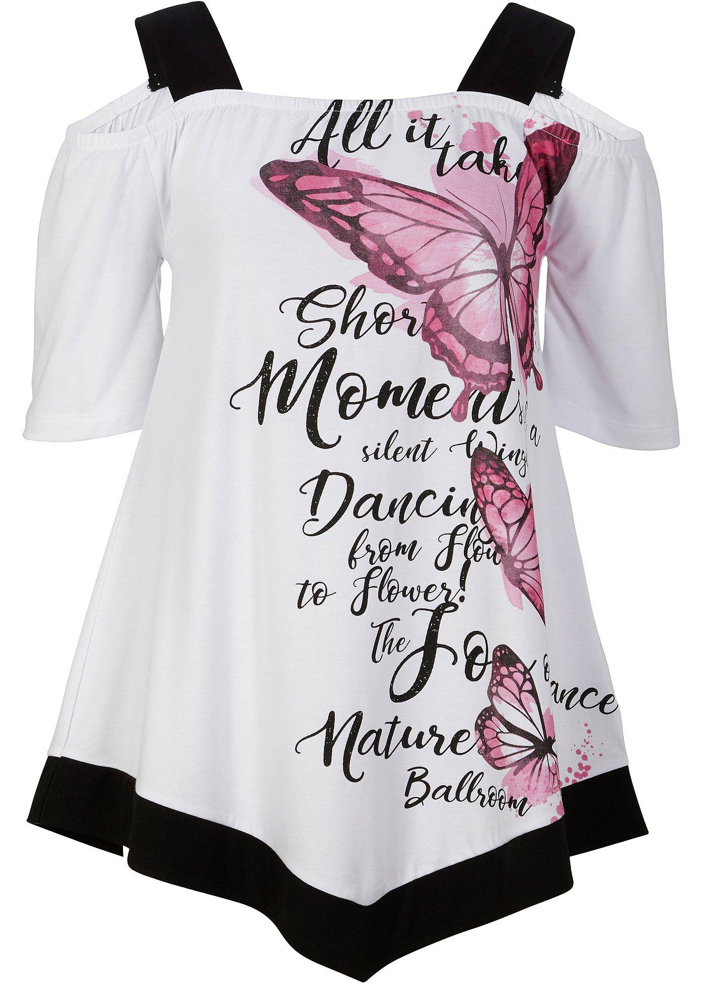 T-shirt à épaules dénudées avec imprimé