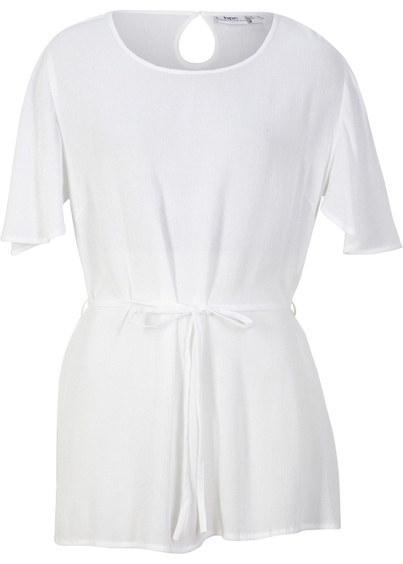 Blouse froissée avec manches amples et détail nœud