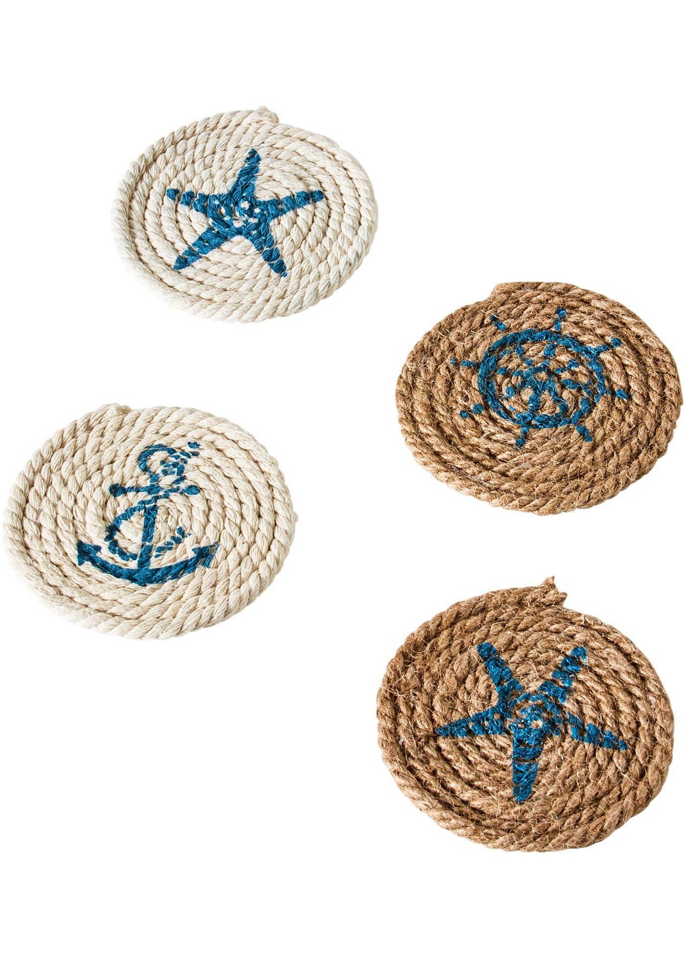 Lot de 4 sous-verres avec motifs marins