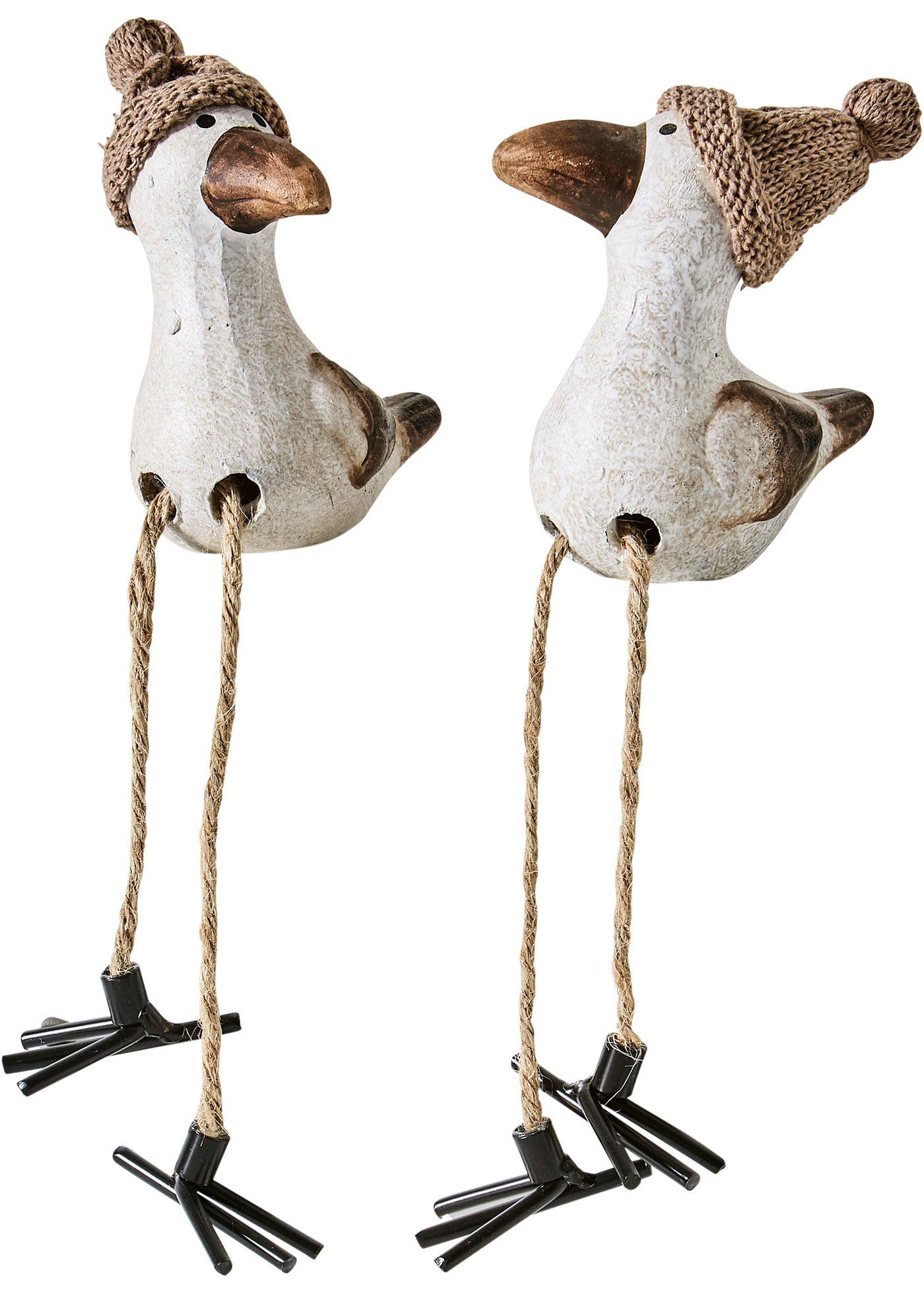 Lot de 2 figurines bord d'étagère mouettes avec bonnet