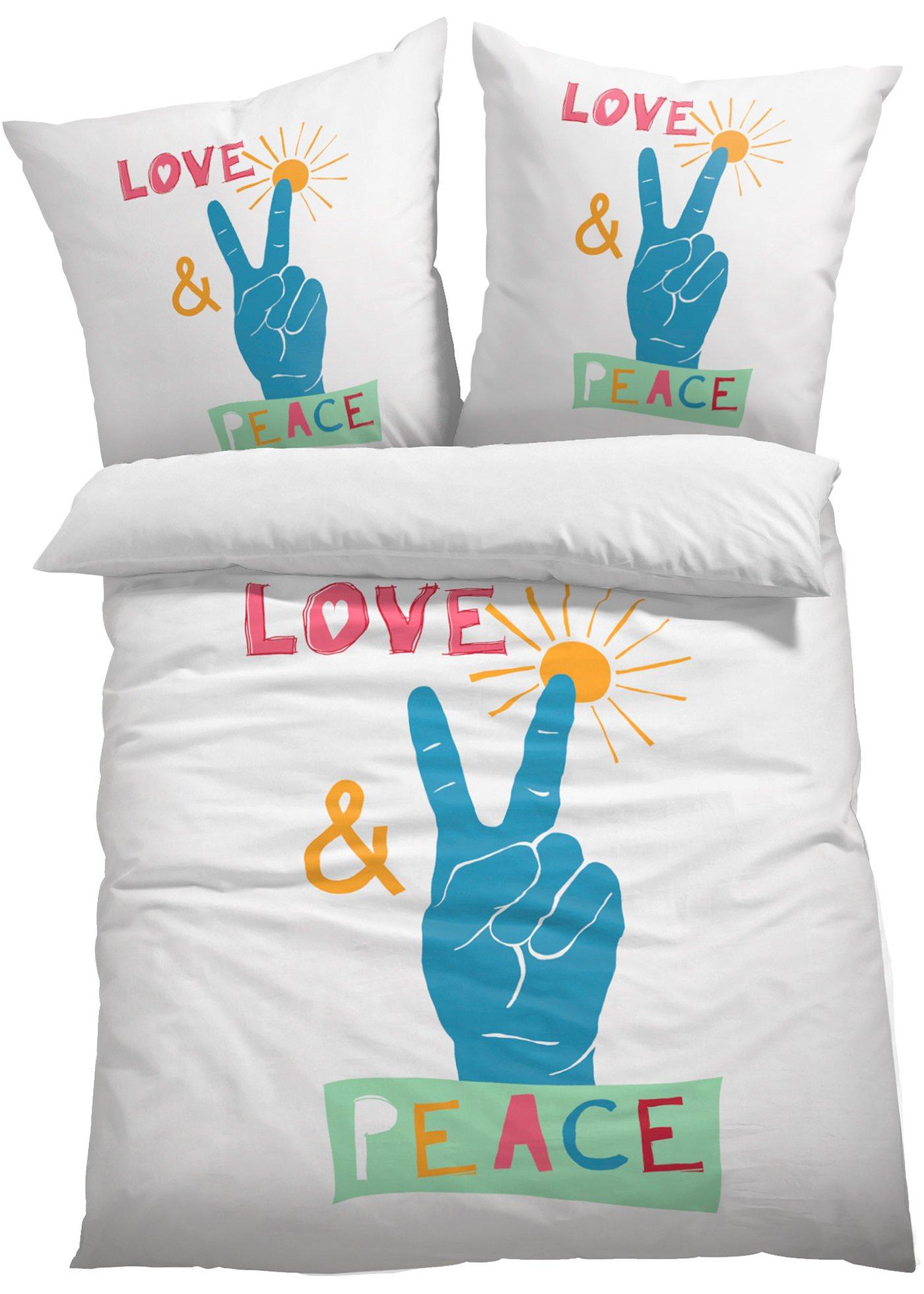 Parure de lit réversible avec symbole peace