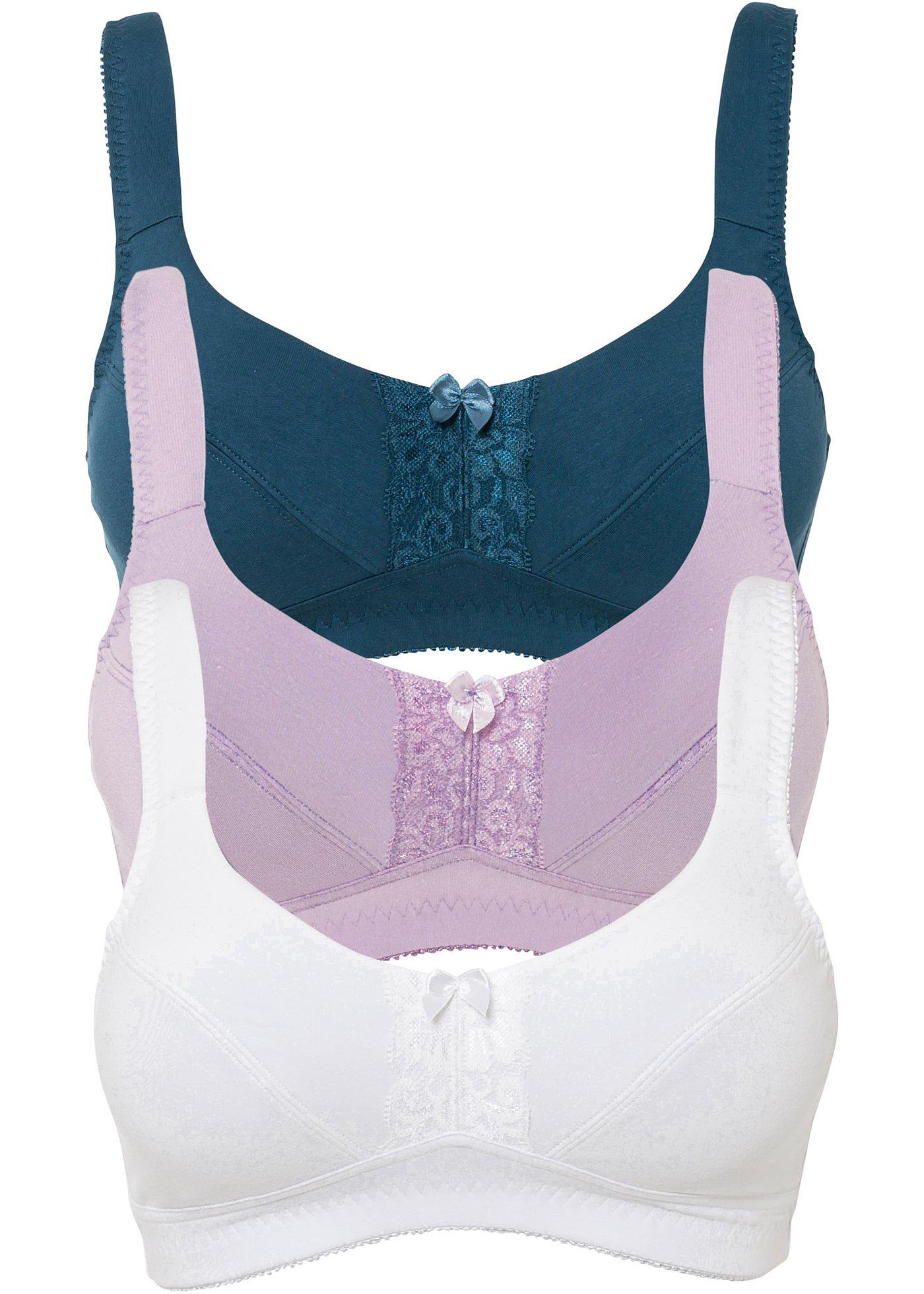 Lot de 3 soutiens-gorge sans armatures avec coton bio