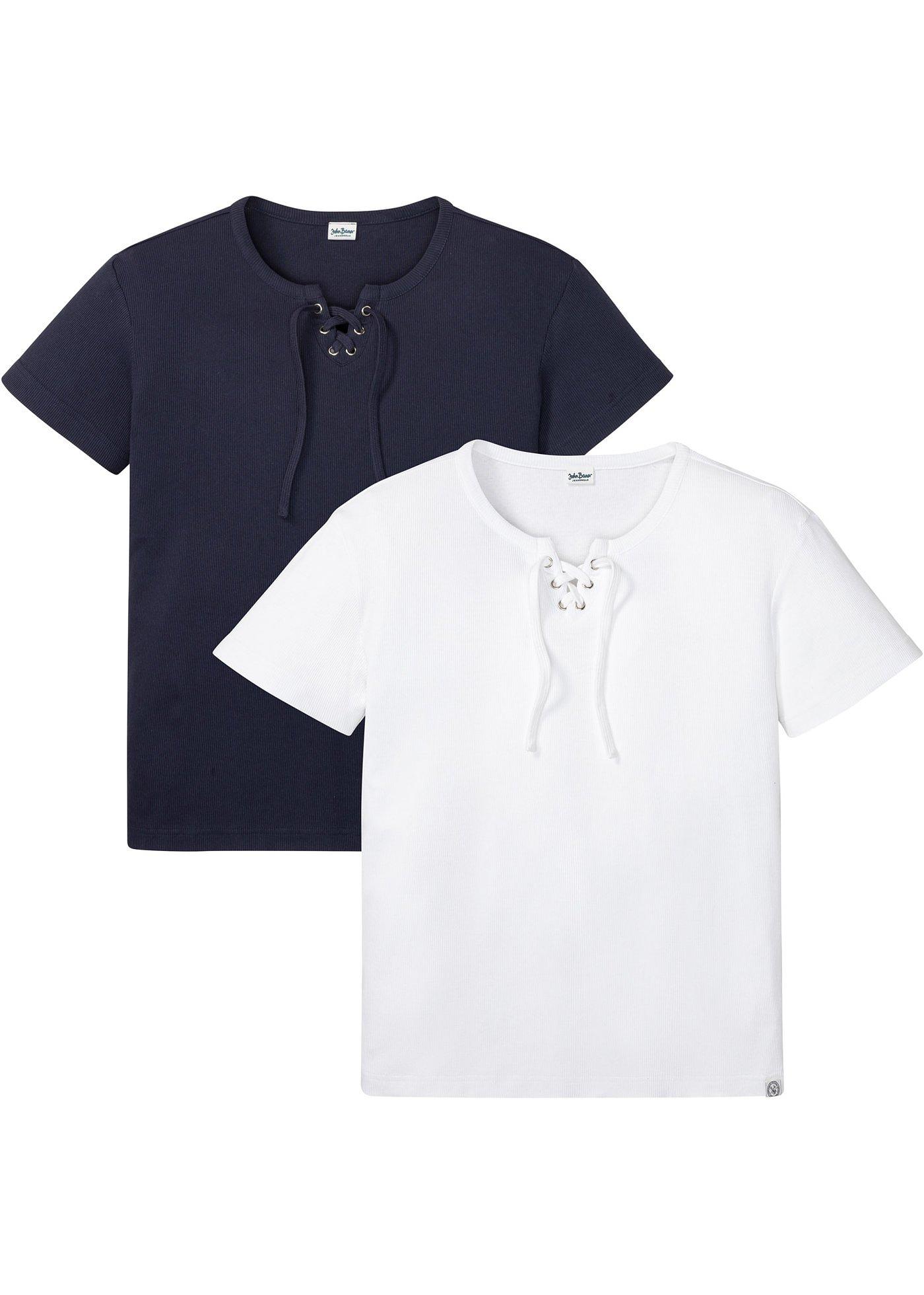 Lot de 2 T-shirts côtelés avec laçage