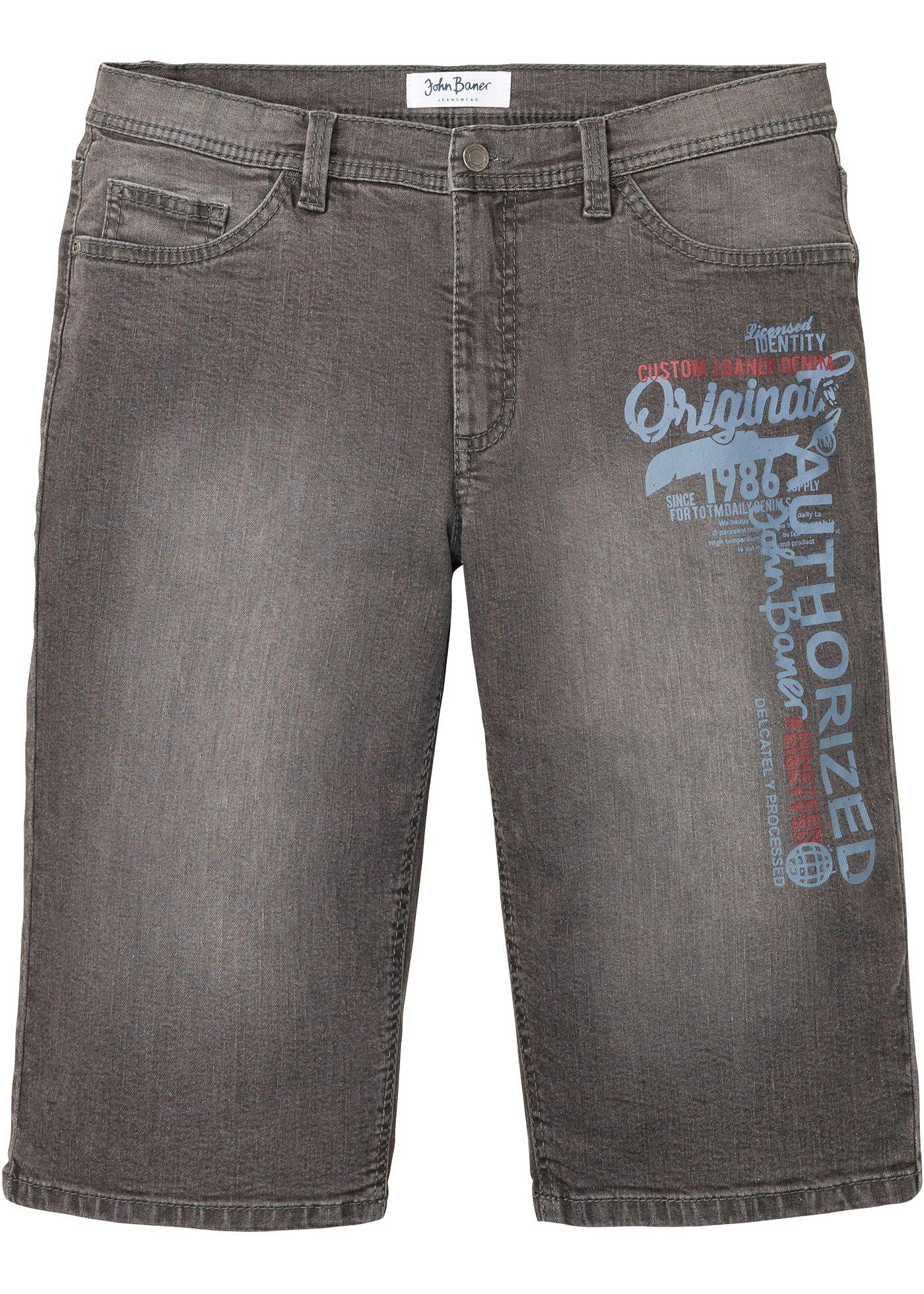 Bermuda long en jean extensible, Regular Fit