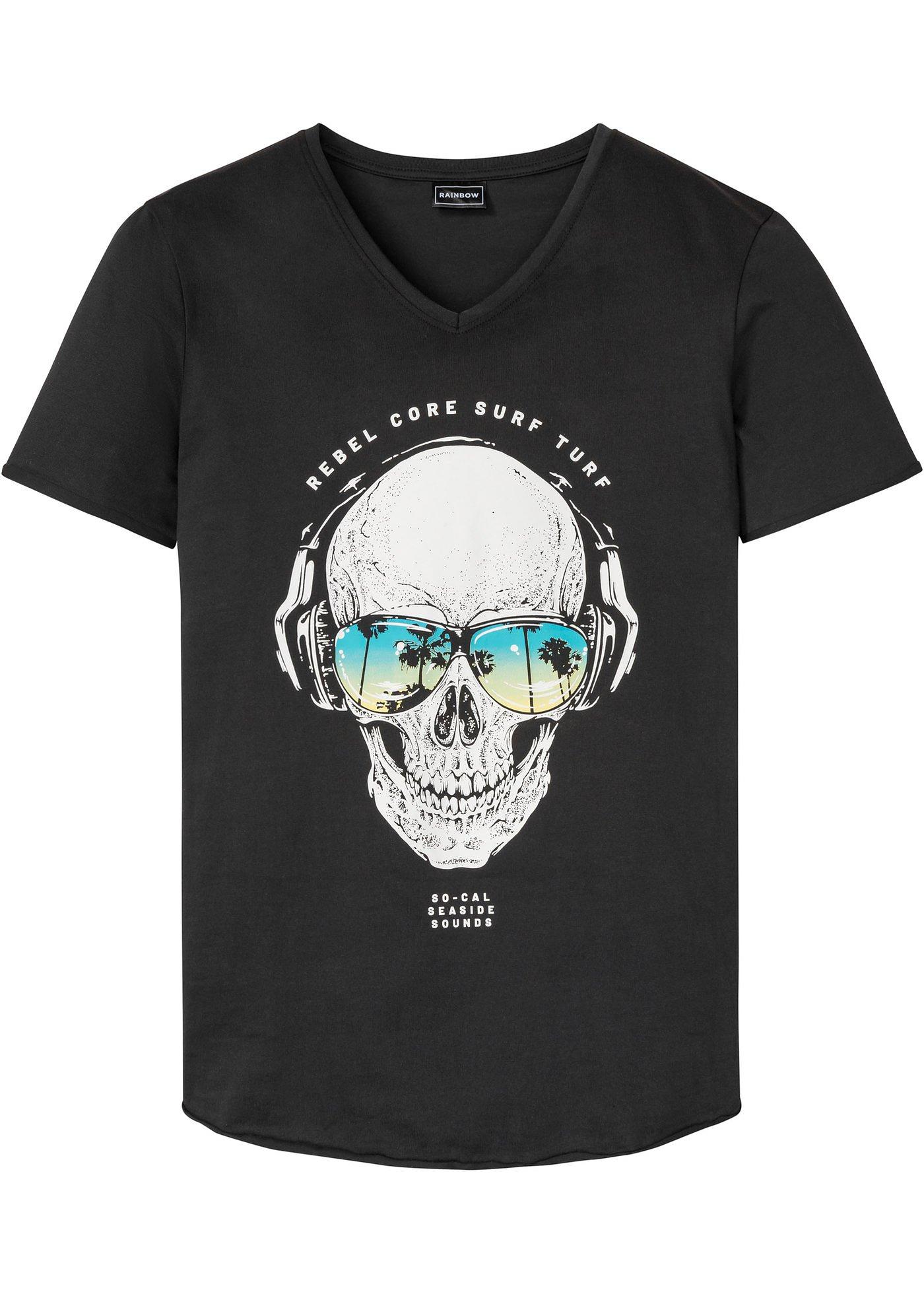 T-shirt avec col V, Slim Fit