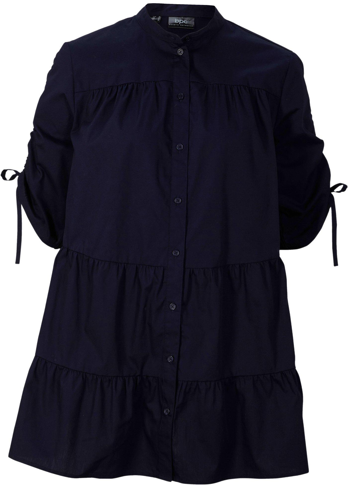 Chemisier à volants et manches mi-longues avec fronces