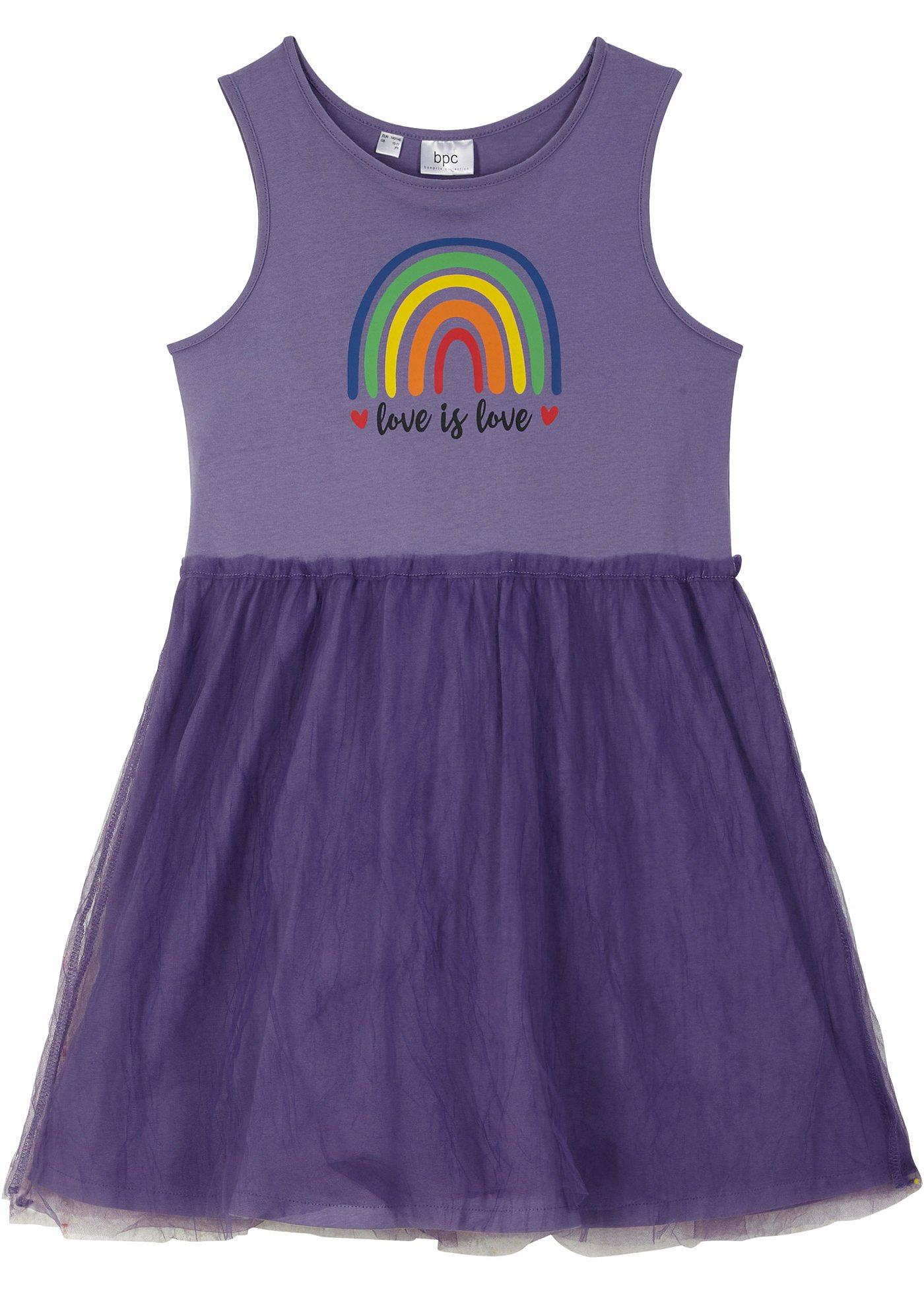 Robe enfant en jersey avec paillettes et jupe en tulle Pride