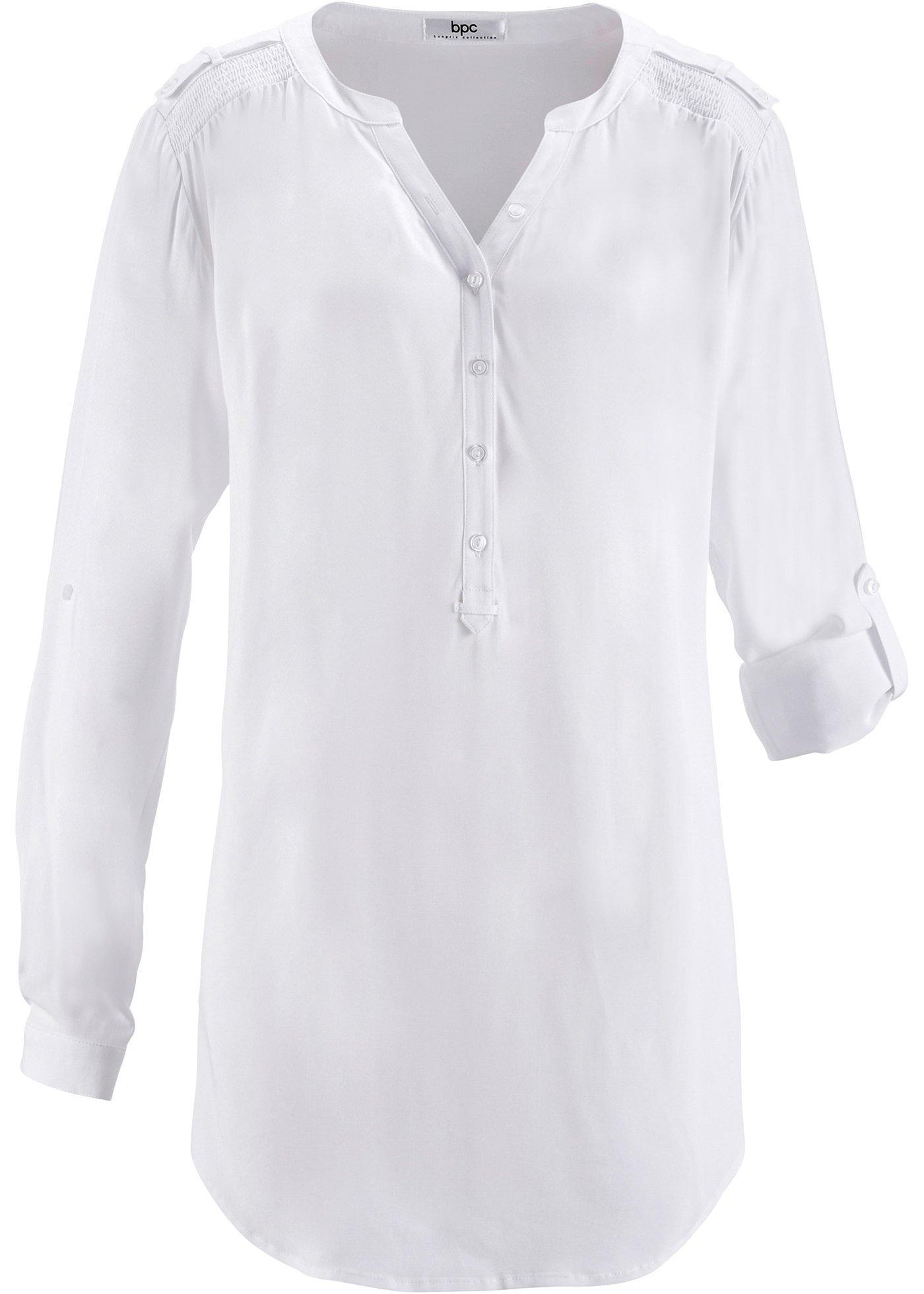 Blouse-tunique en viscose, col V et manches longues