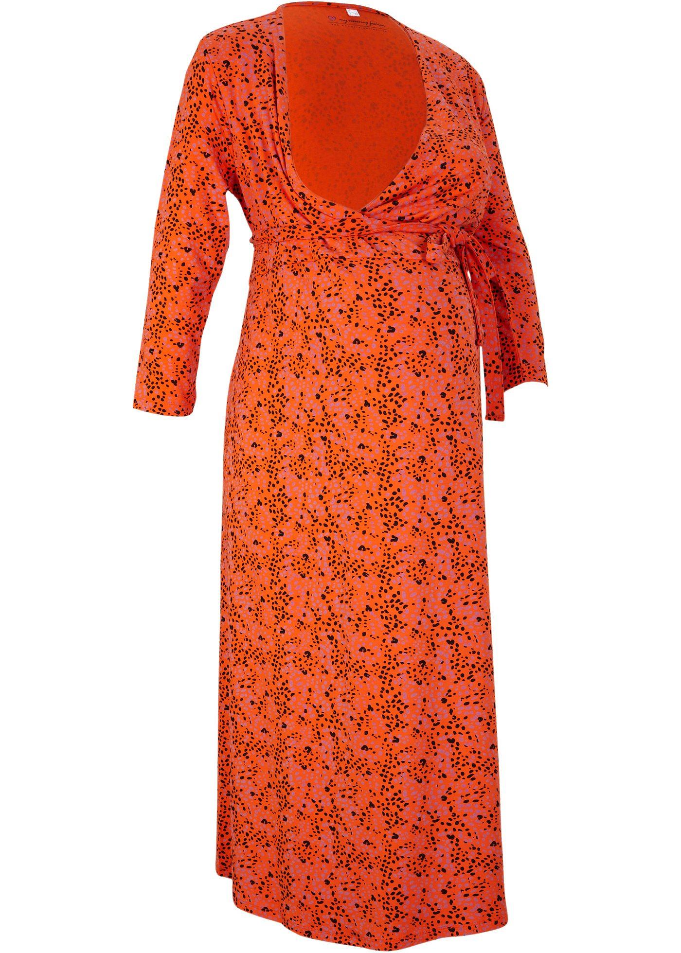 Robe portefeuille de grossesse avec fonction allaitement, avec imprimé