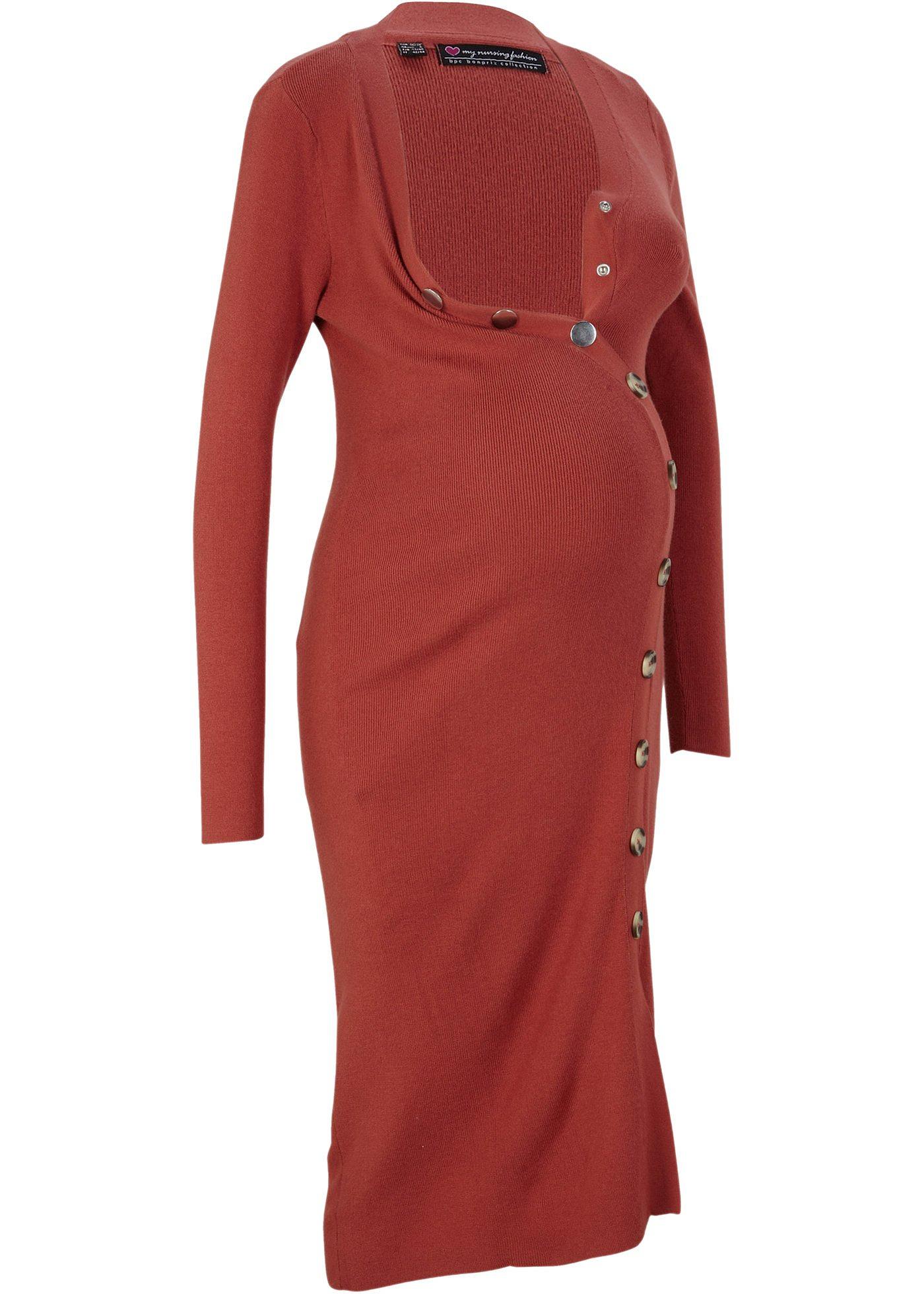 Robe en maille de grossesse et d'allaitement avec boutons