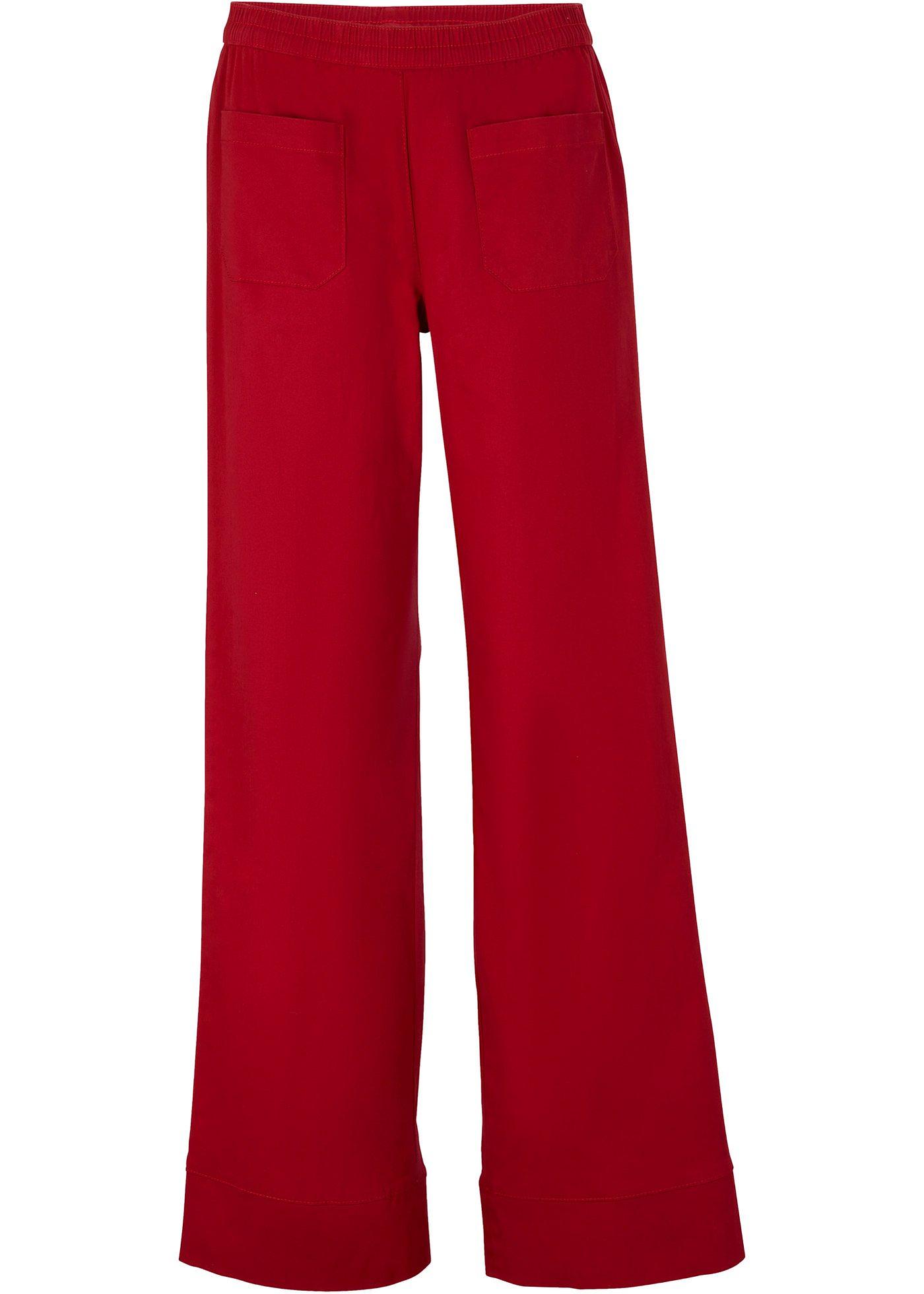 Pantalon en twill avec jambes évasées et taille confortable