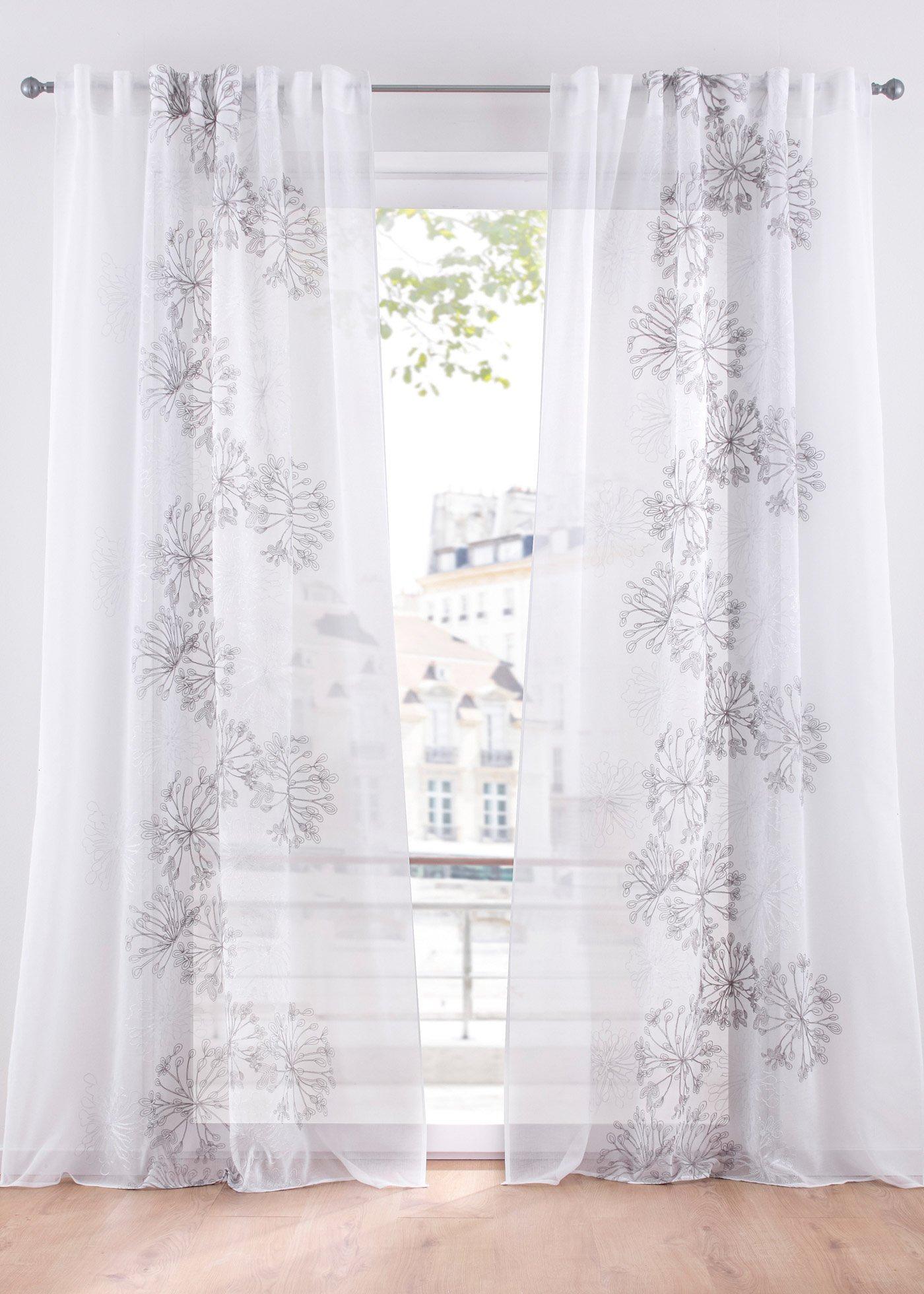 Voilage à broderie florale (1 pce.)