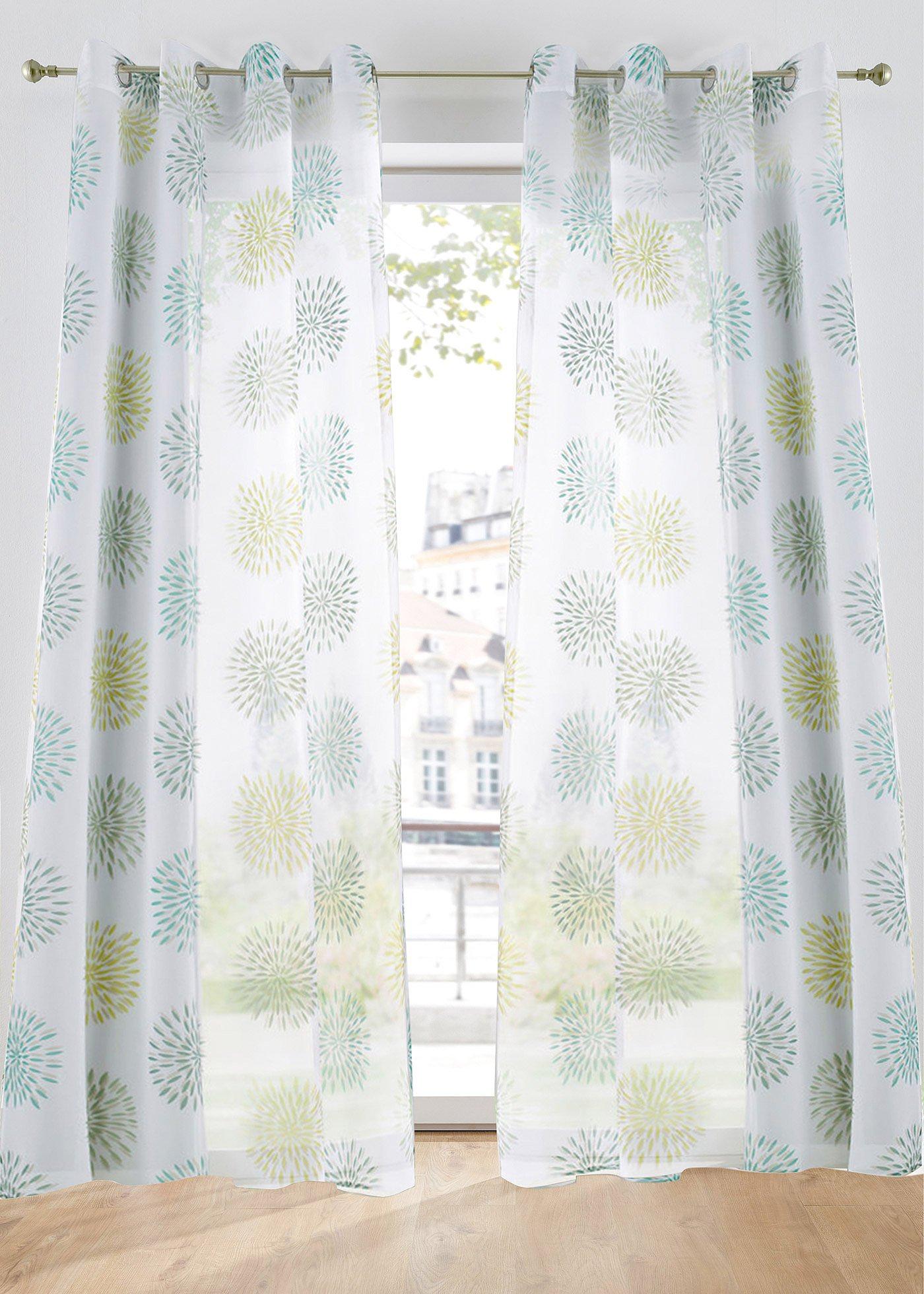 Voilage transparent à imprimé cercles (1 pce.)