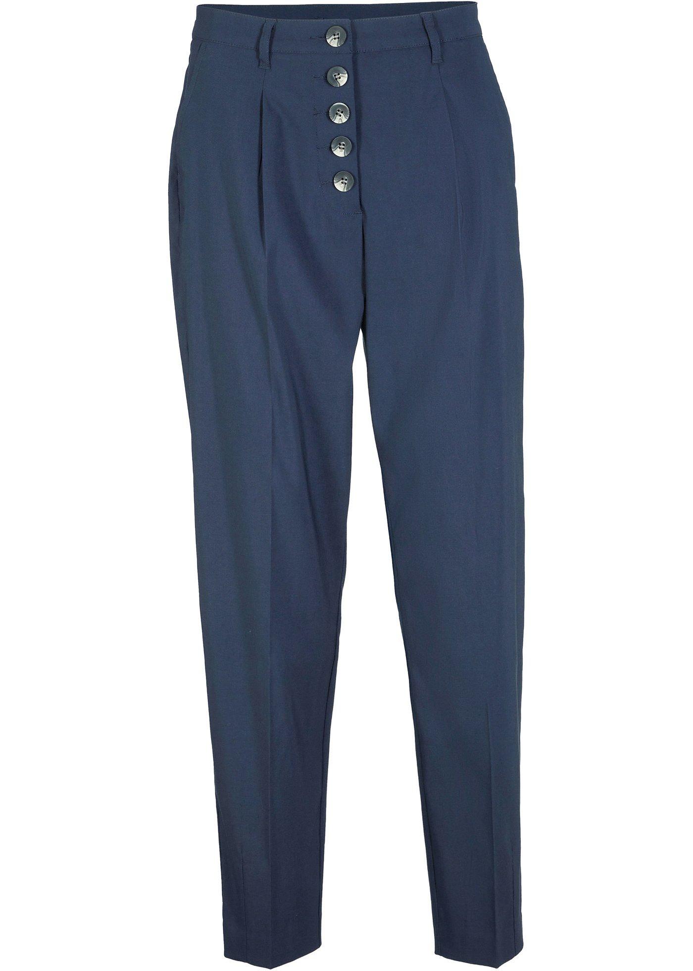 Pantalon en bengaline coupe Barrel avec patte de boutonnage