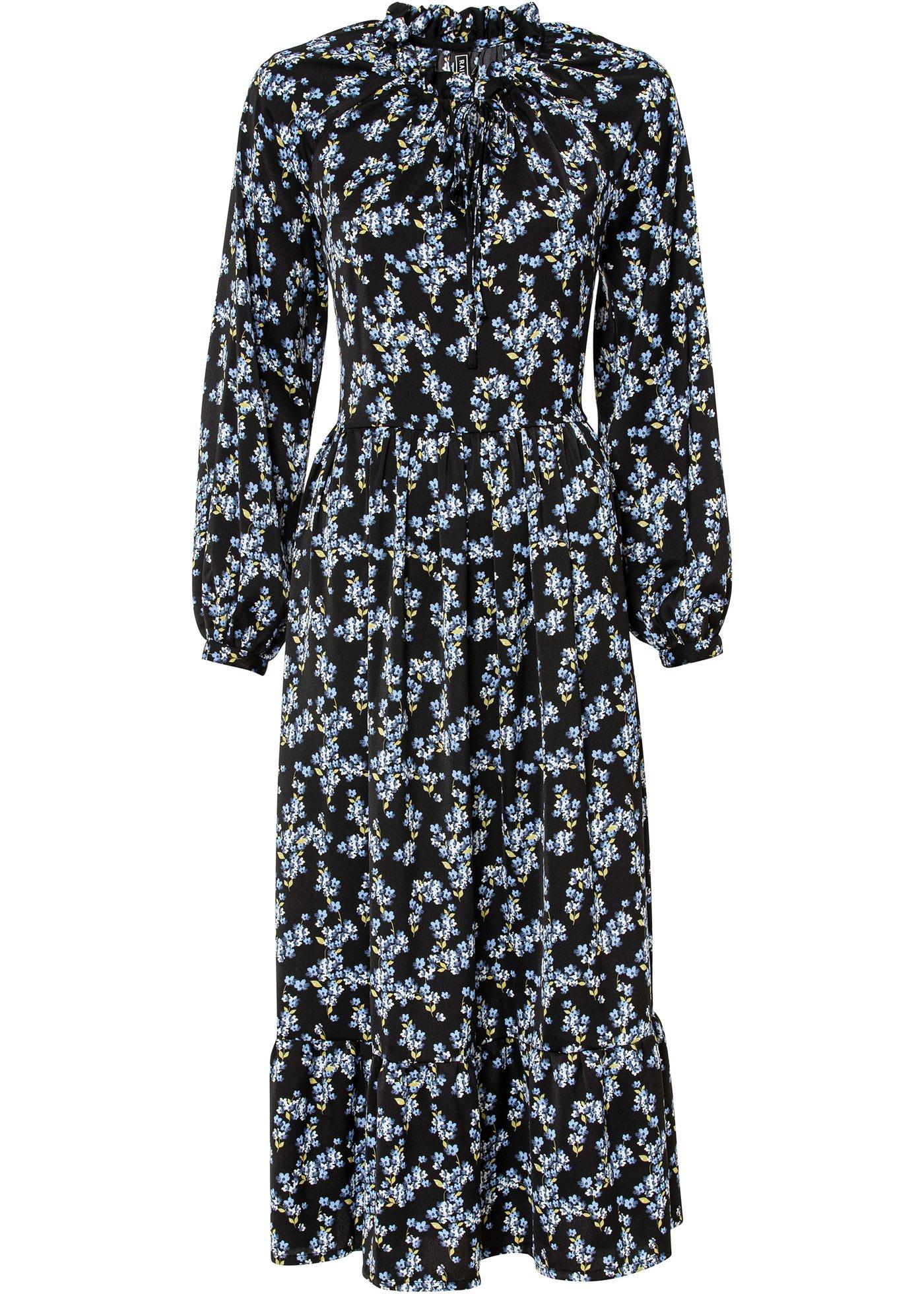 Robe longue avec imprimé floral en satin