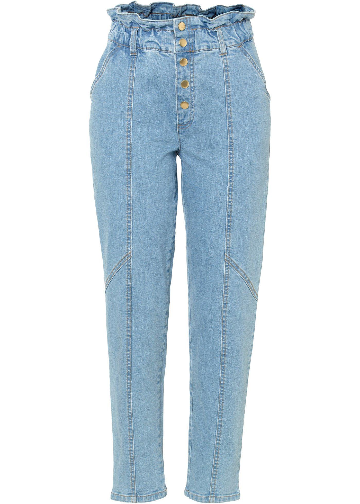 Jean paper bag avec coutures d'empiècement