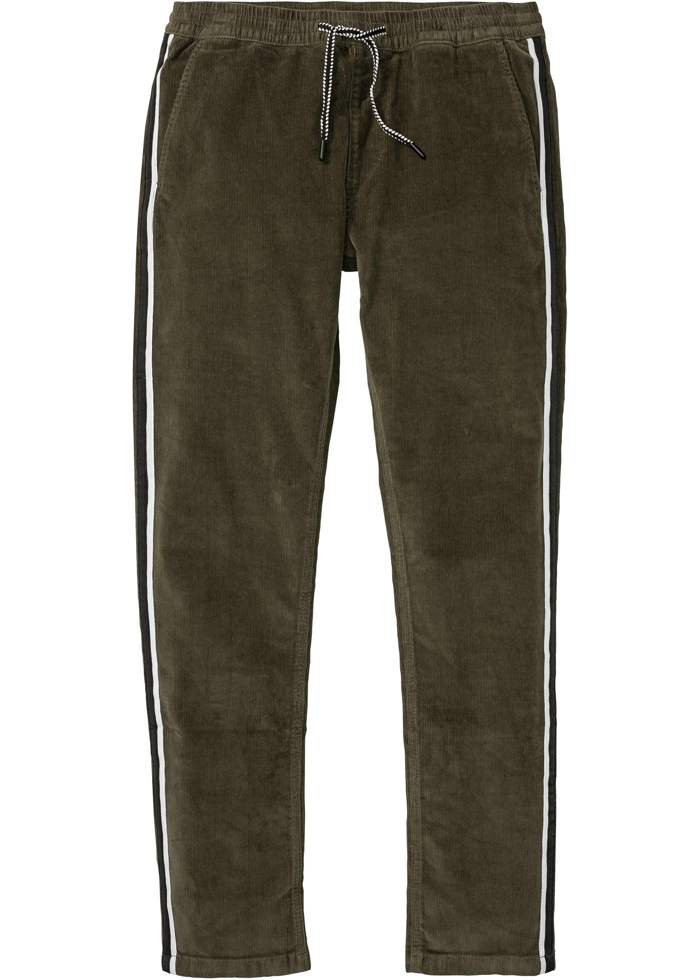 Pantalon en velours côtelé taille extensible Regular Fit, Tapered