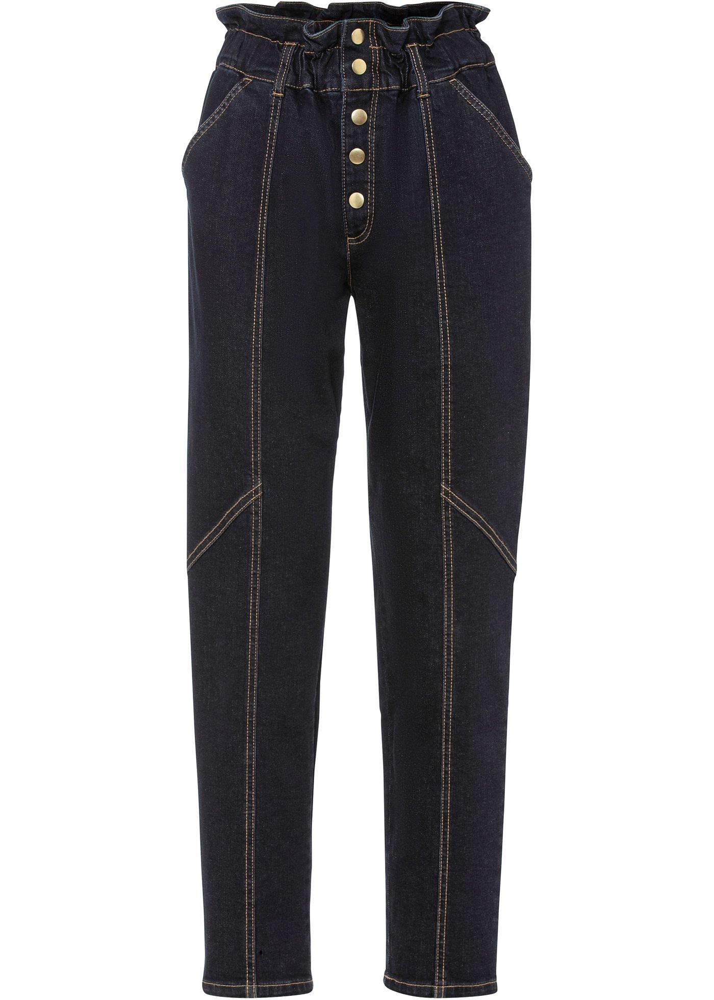 Jean paper bag avec coutures d'empiècement