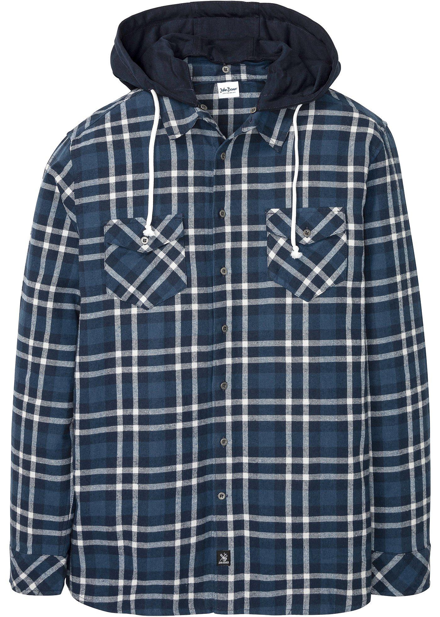 Chemise manches longues en flanelle avec capuche sweat amovible