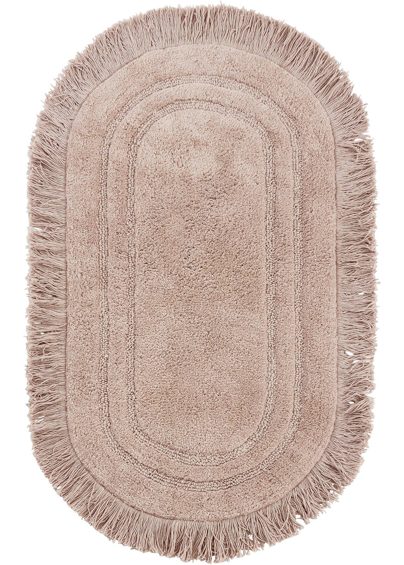 Tapis de salle de bain ovale avec franges