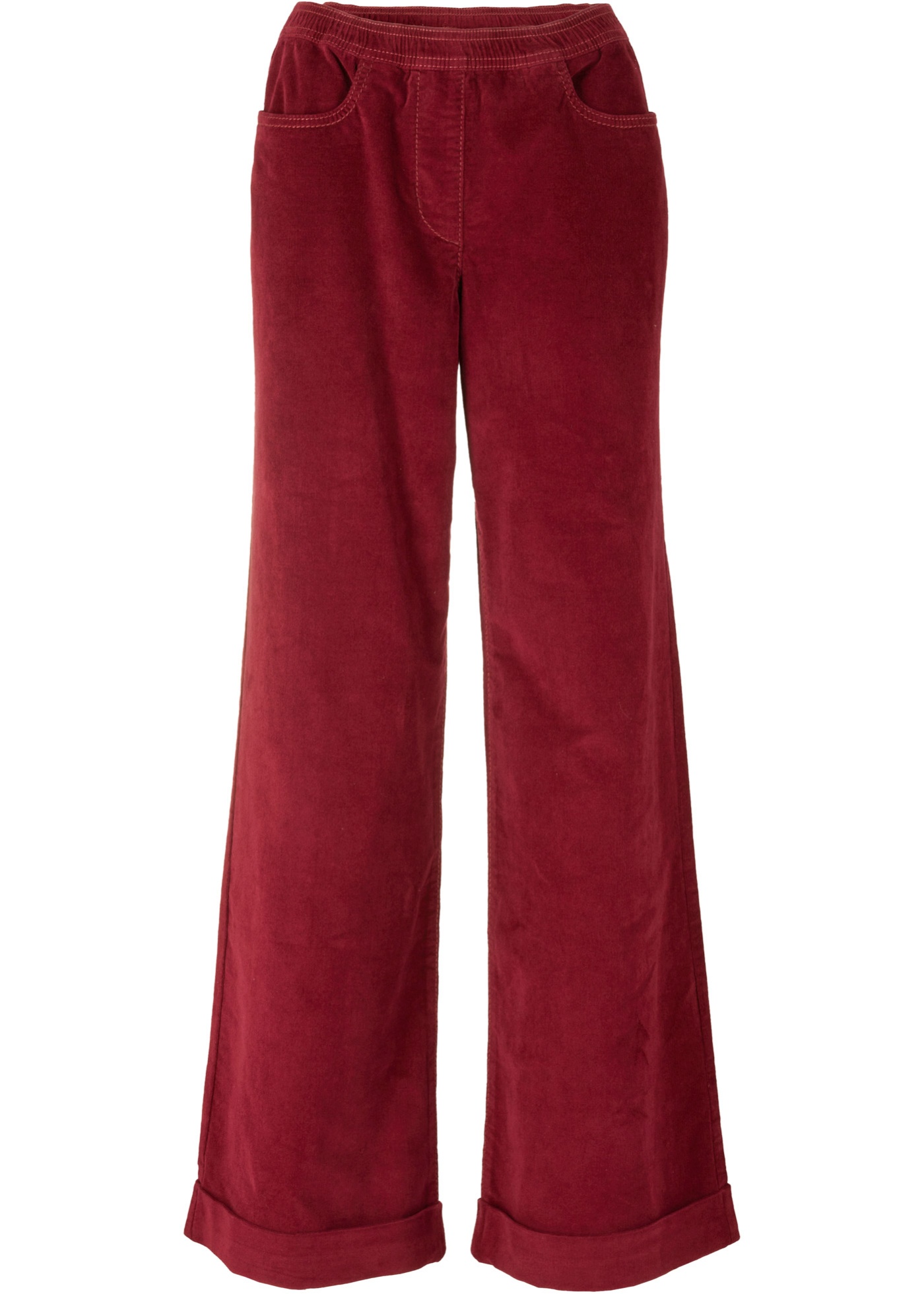 pantalon large marlène en velours côtelé extensible avec taille extensible