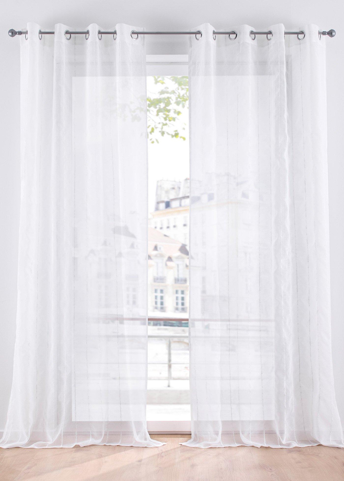 Voilage avec tissu structuré (1 pce.)