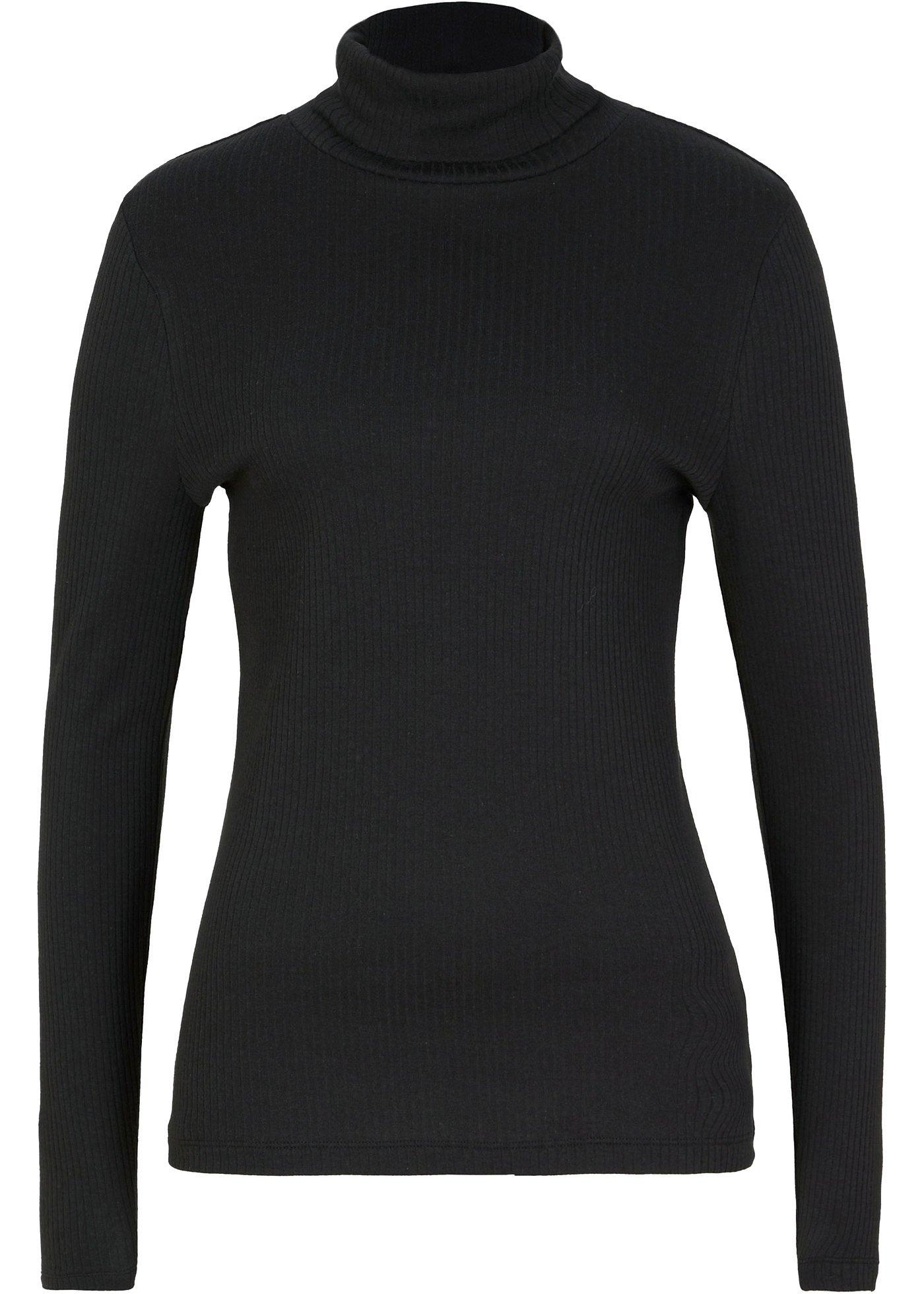 T-shirt côtelé à manches longues avec col roulé