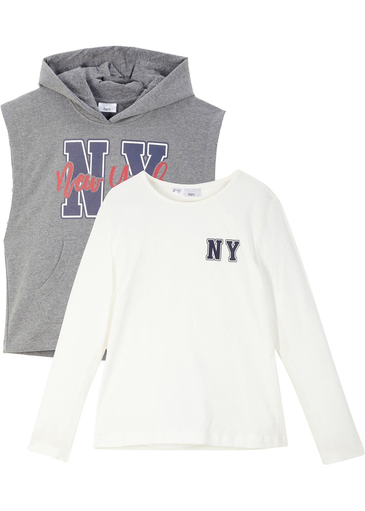 T-shirt manches longues + sweat-shirt sans manches fille (Ens. 2 pces.)