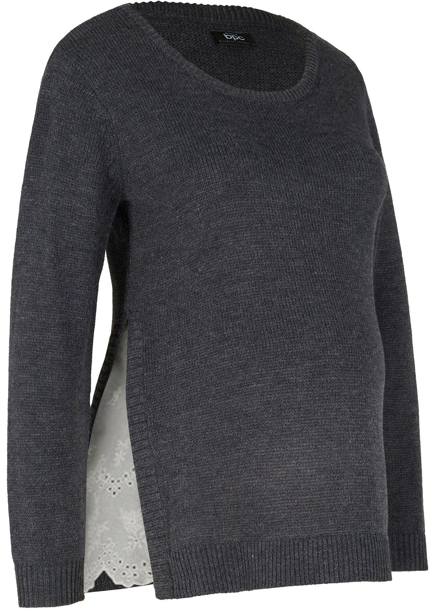 Pull de grossesse avec empiècement en broderie anglaise