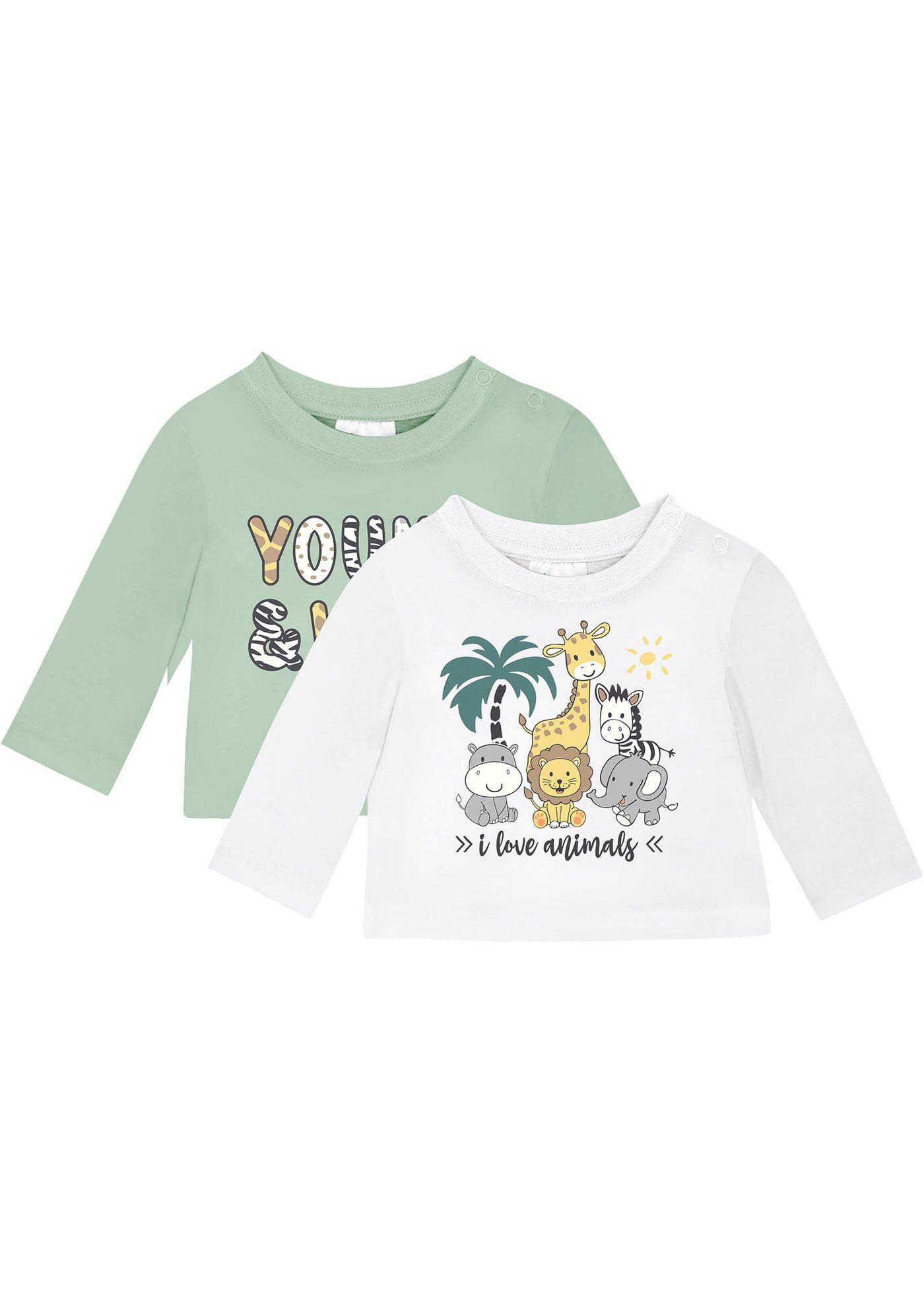 Lot de 2 T-shirts bébé manches longues en coton bio