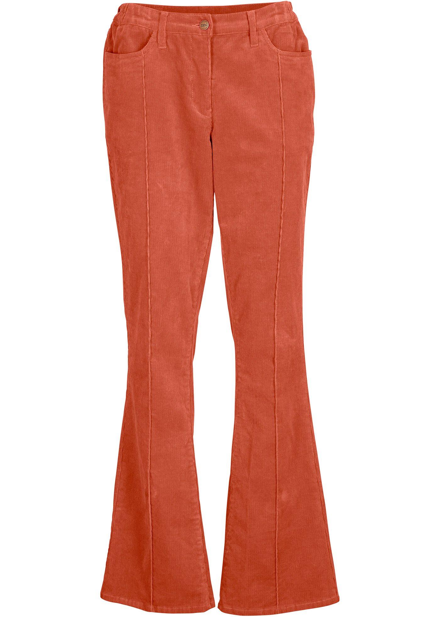 Pantalon velours côtelé Bootcut avec passepoil et taille confortable