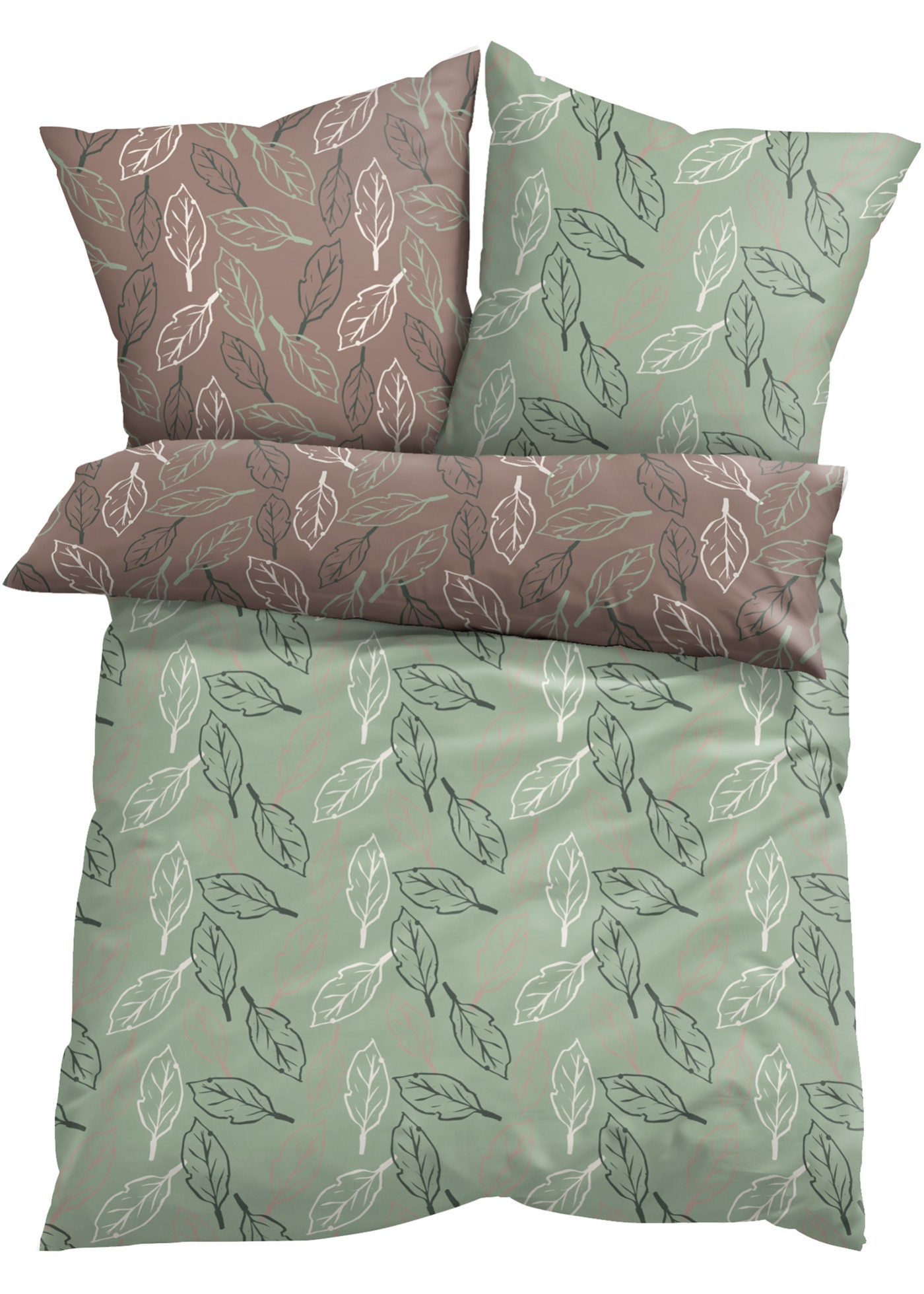 Parure de lit réversible avec feuilles