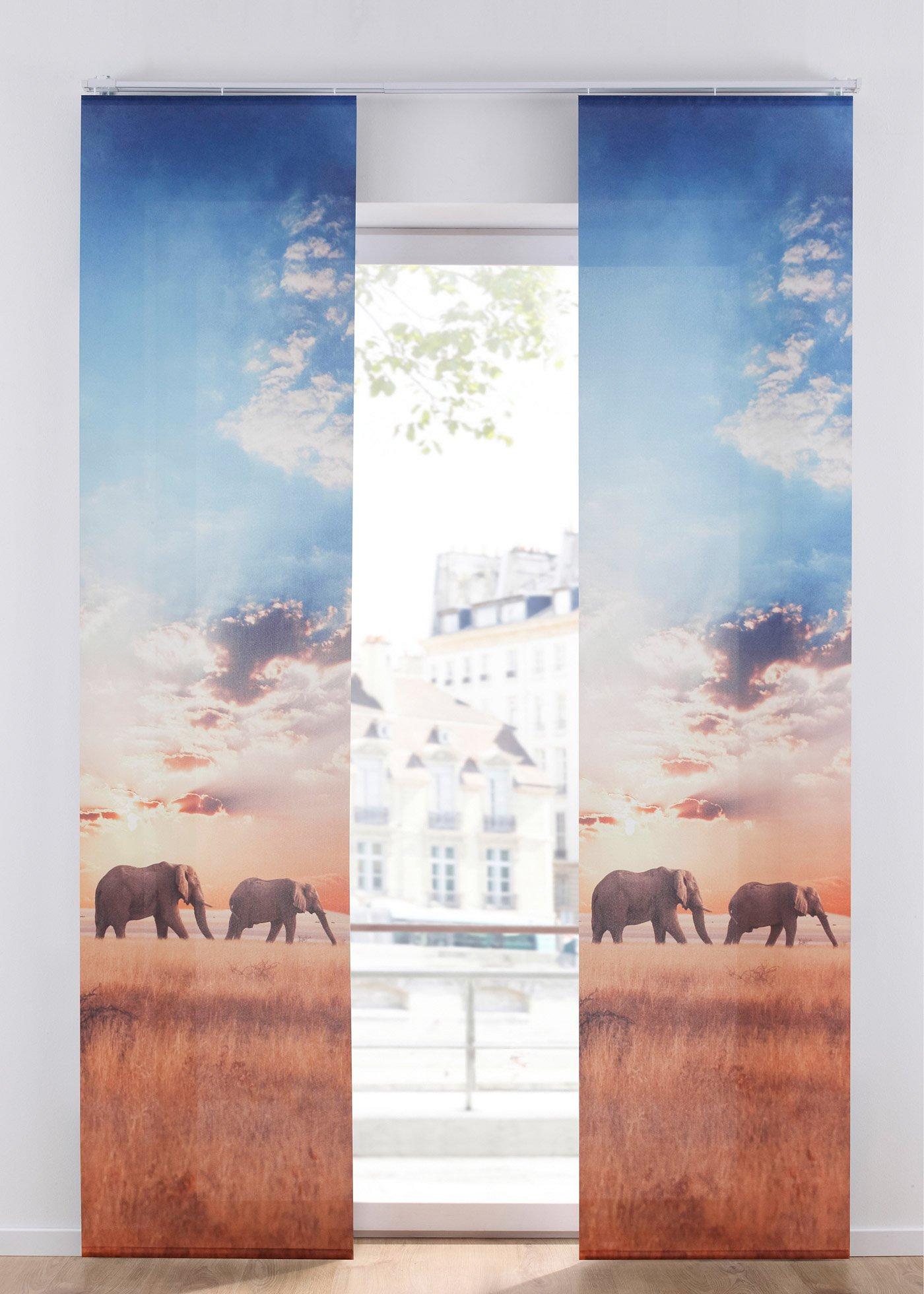 Panneau coulissant en voilage à imprimé numérique (1 pce.)