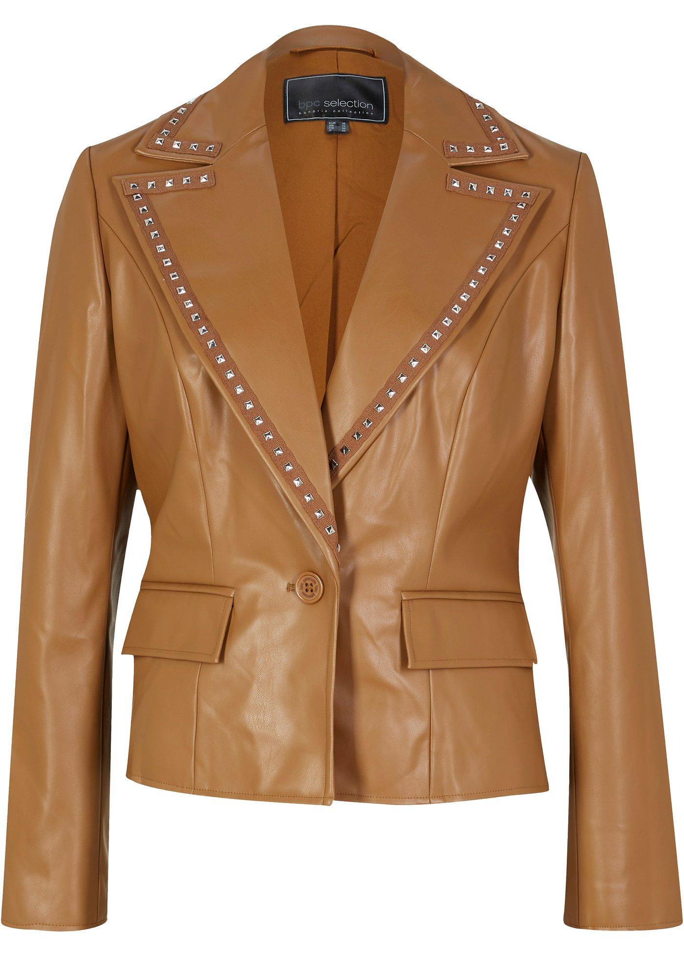 Blazer en synthétique imitation cuir avec rivets