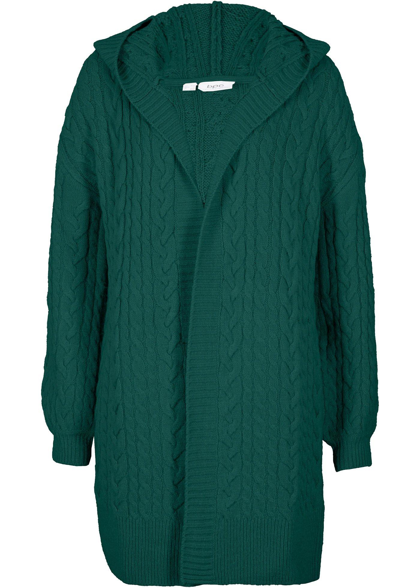 Gilet en maille avec motif torsadé et capuche