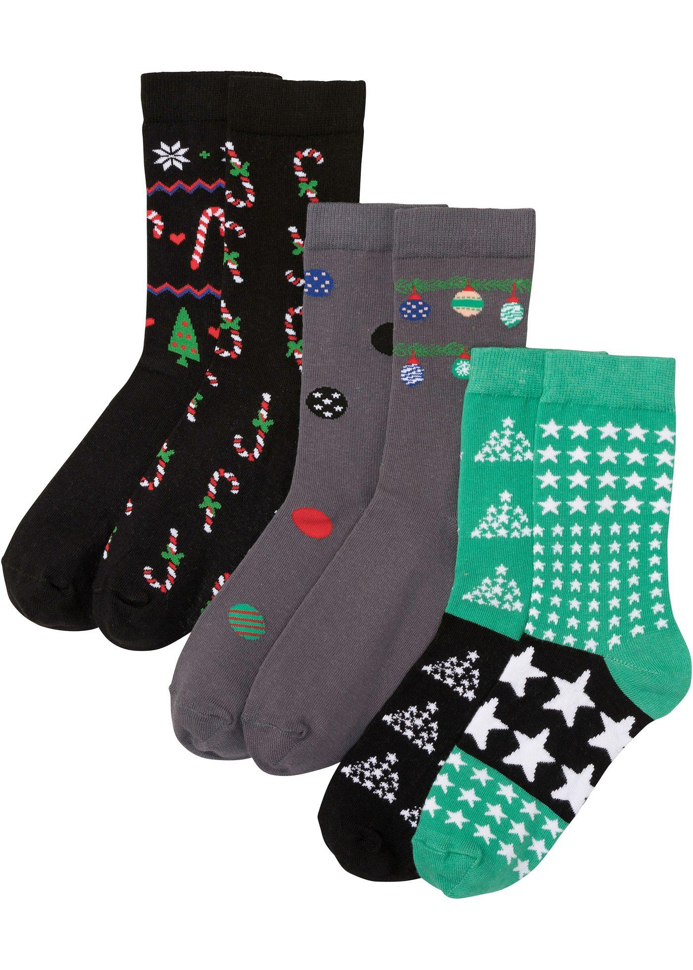 Lot de 3 paires de chaussettes avec différents motifs et carte cadeau