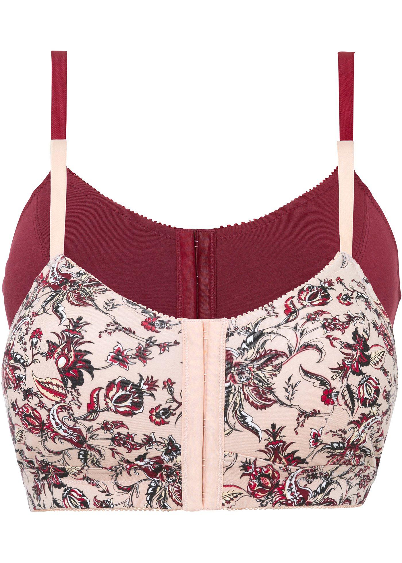 Lot de 2 soutiens-gorge fermeture devant sans armatures avec coton