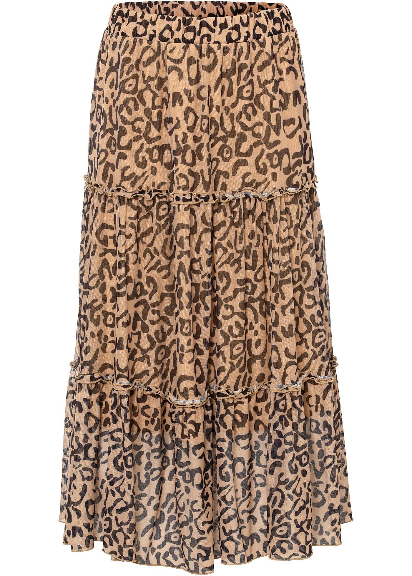 Jupe en tissu résille avec motif léopard