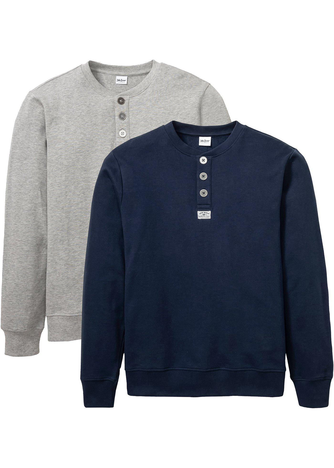 Lot de 2 sweats col Henley