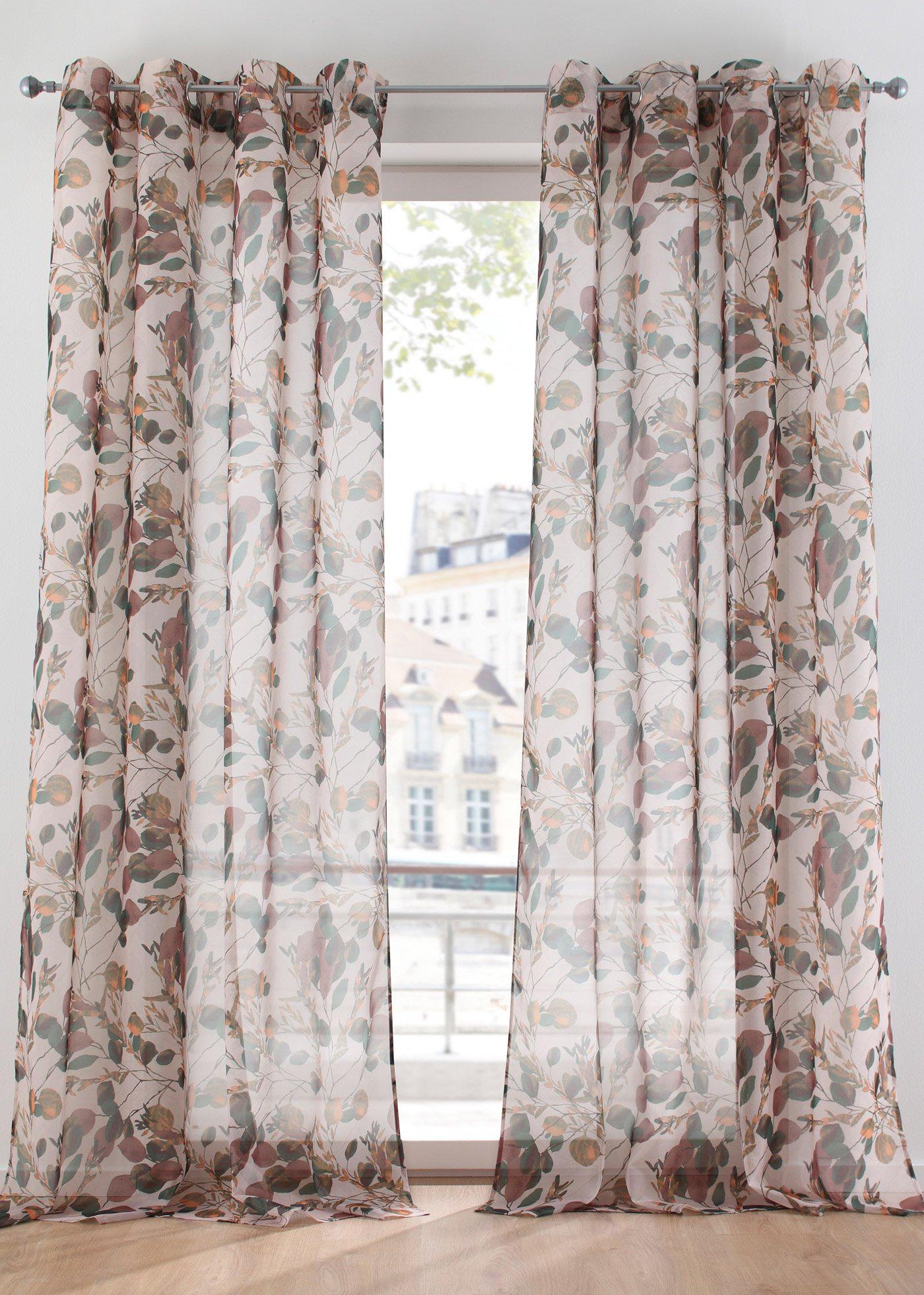 Voilage à imprimé végétal (1 pce.)