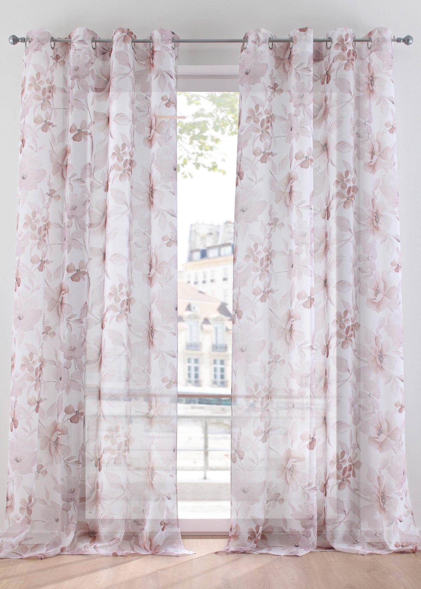 Voilage à imprimé floral (1 pce.)