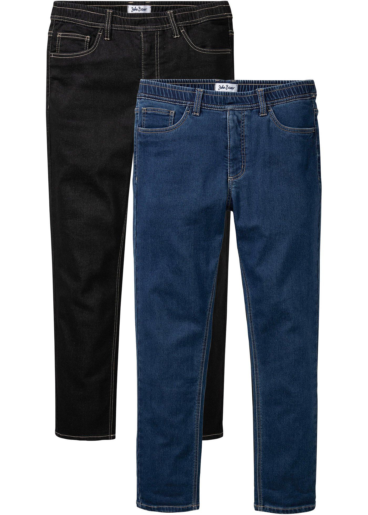 Image de Lot de 2 jeans thermo Regular Fit à taille extensible, Straight
