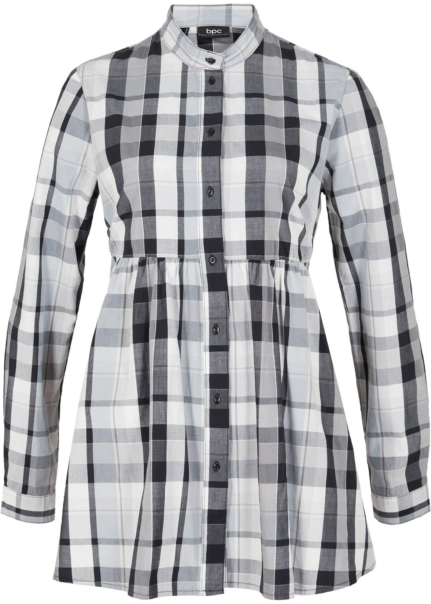 Blouse en coton à carreaux, coupe trapèze