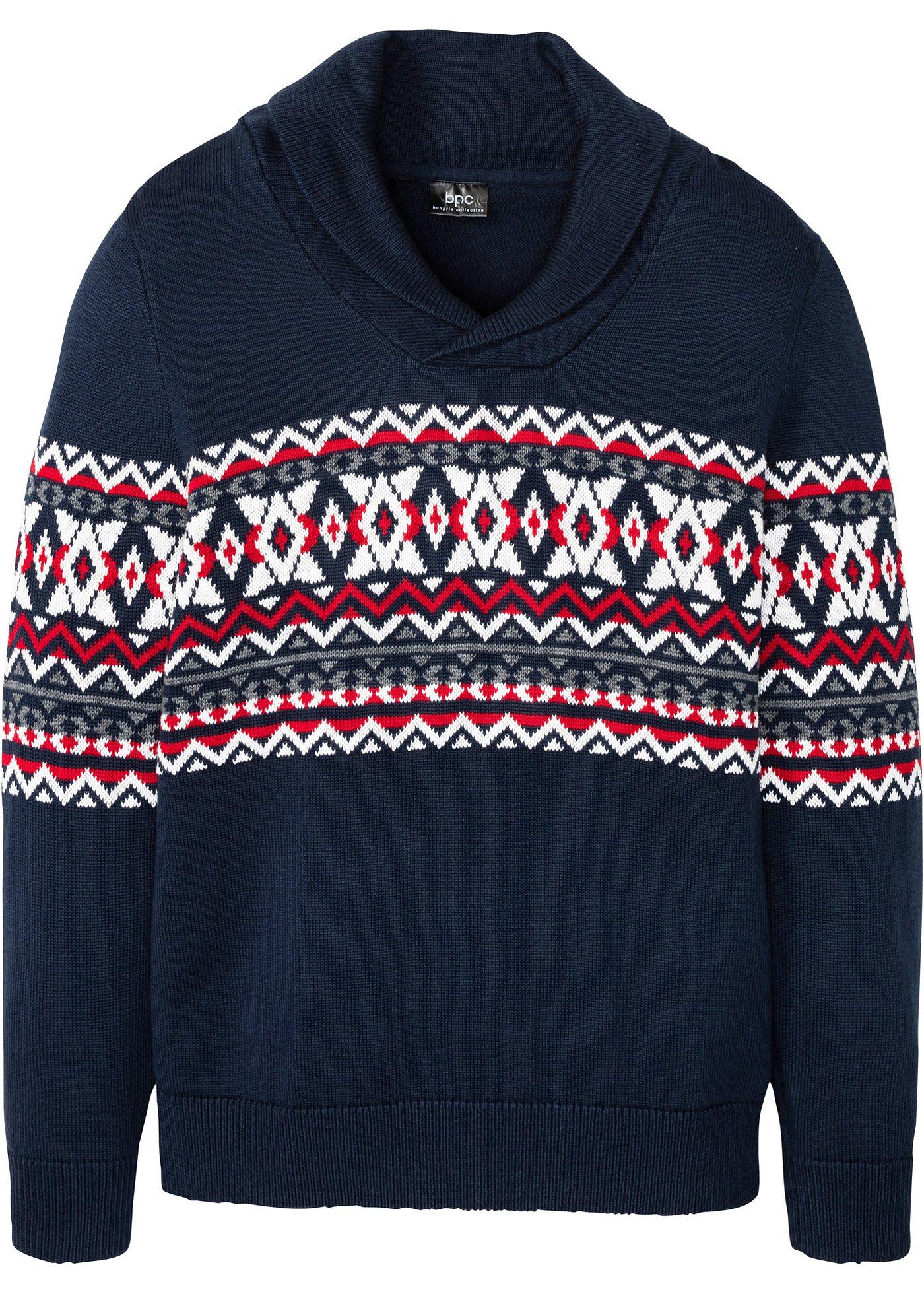 Pull norvégien coupe confort avec col châle